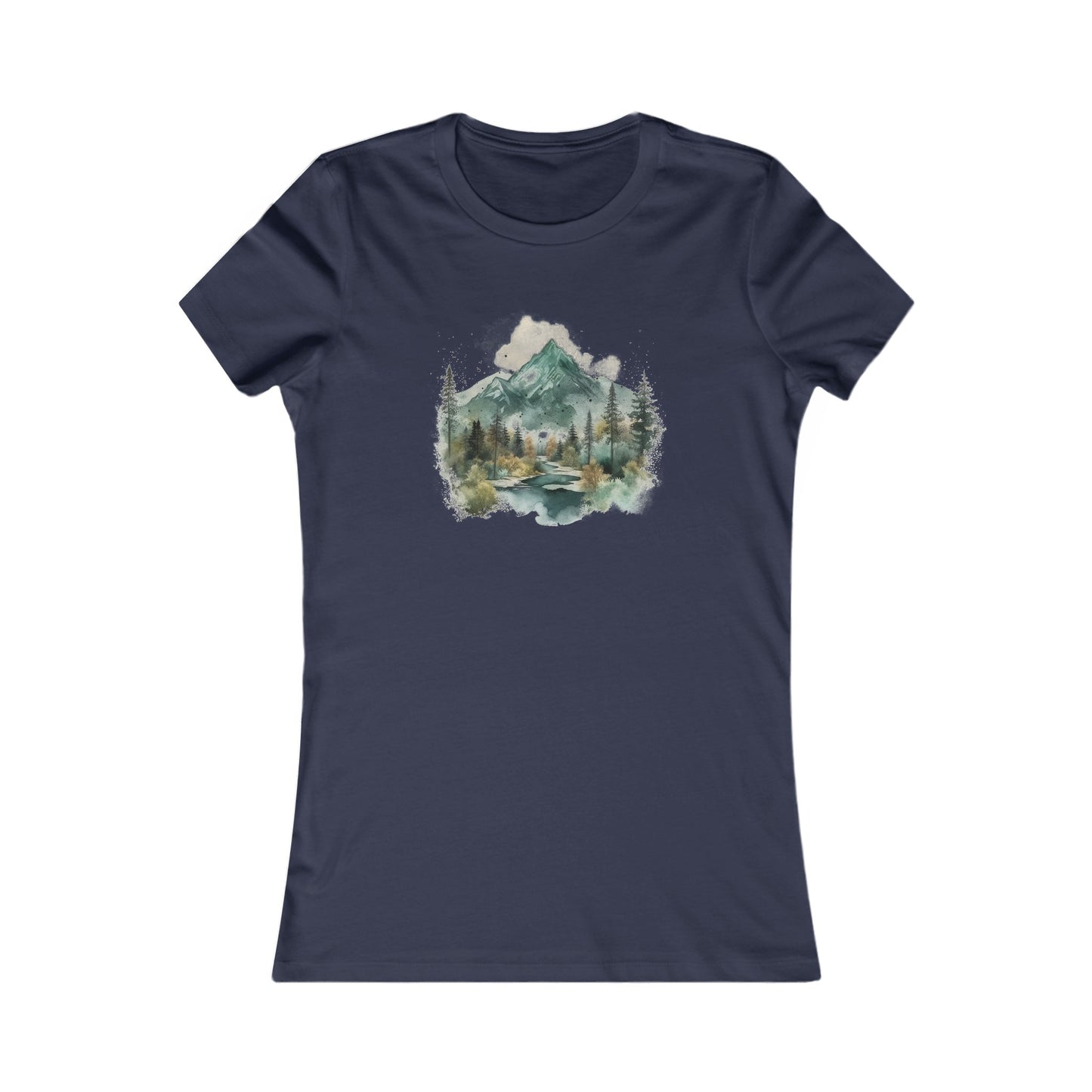 Watercolor Mountains Fitted Tee