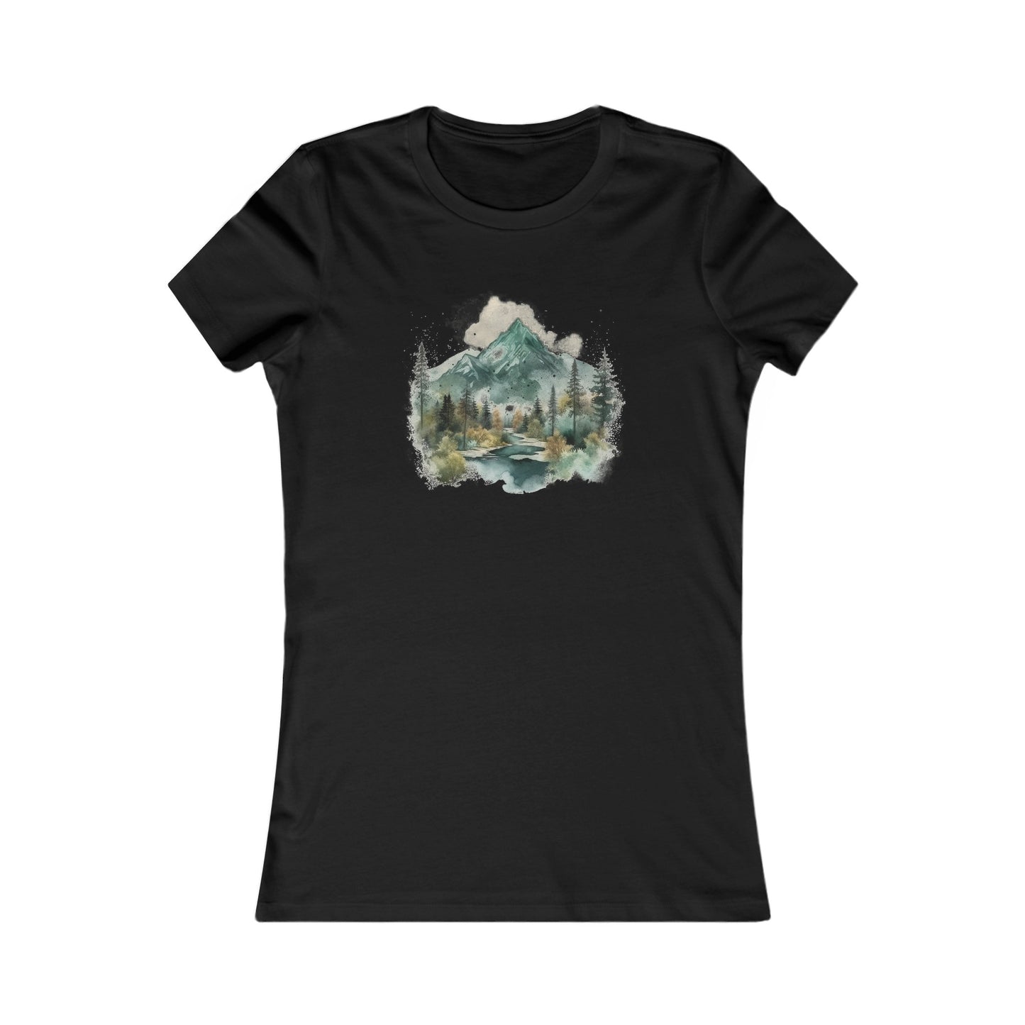Watercolor Mountains Fitted Tee