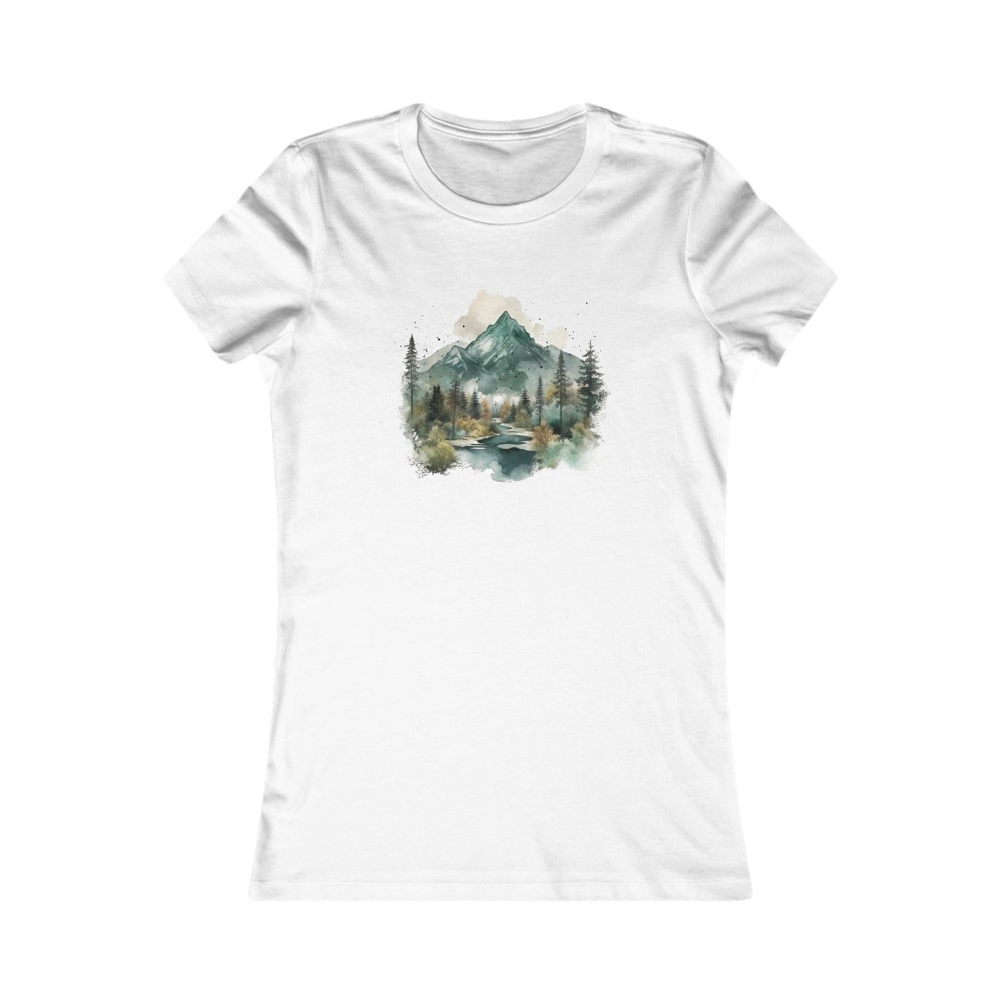Watercolor Mountains Fitted Tee