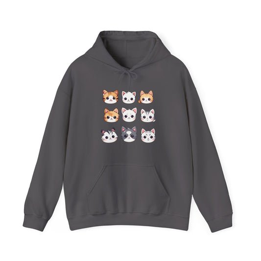 Cute Cat Faces Set Hooded Sweatshirt