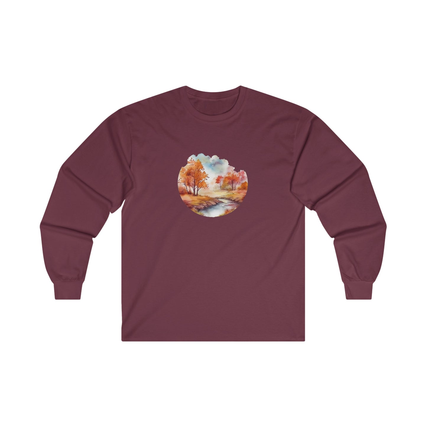Autumn Landscape Watercolor Long Sleeve Tee