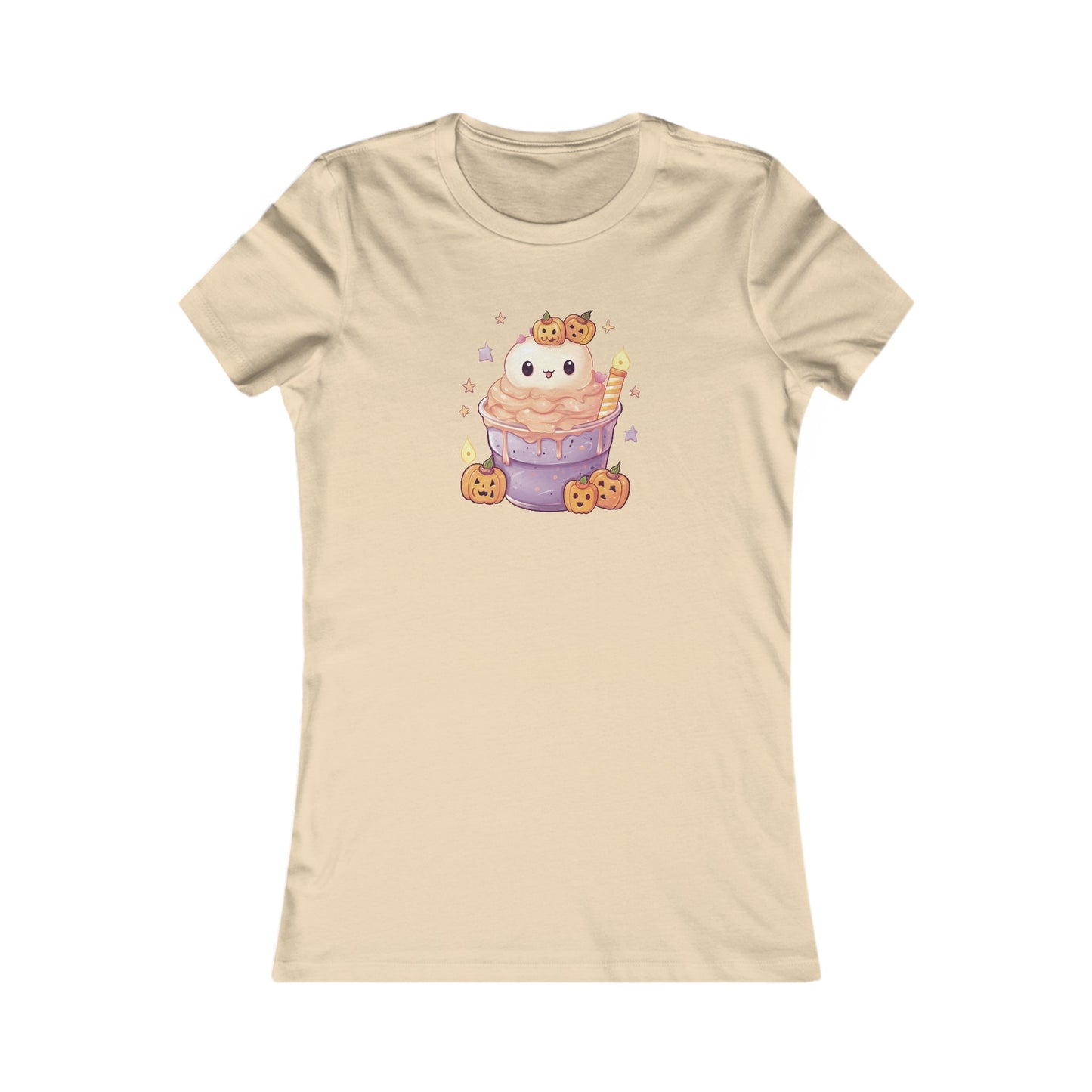 Cute Cat and Pumpkins Dessert Fitted Tee
