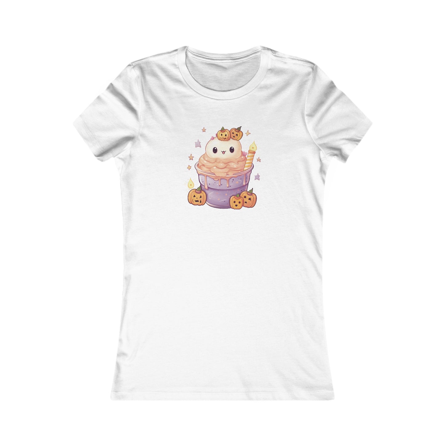 Cute Cat and Pumpkins Dessert Fitted Tee