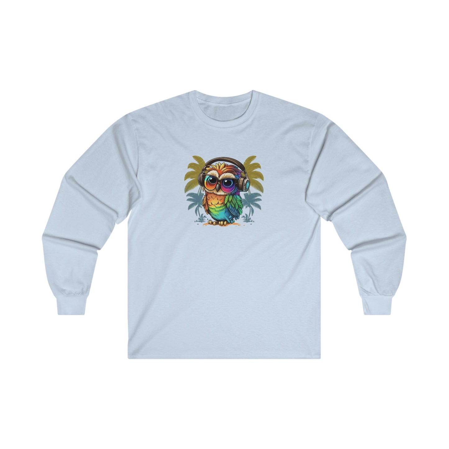 Owl with Headphones Long Sleeve Tee