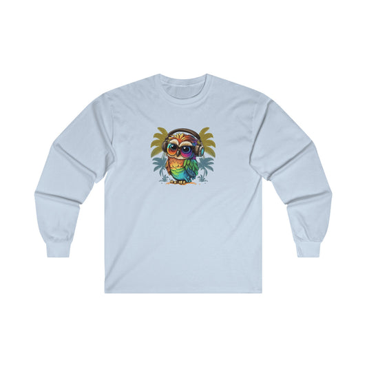 Owl with Headphones Long Sleeve Tee
