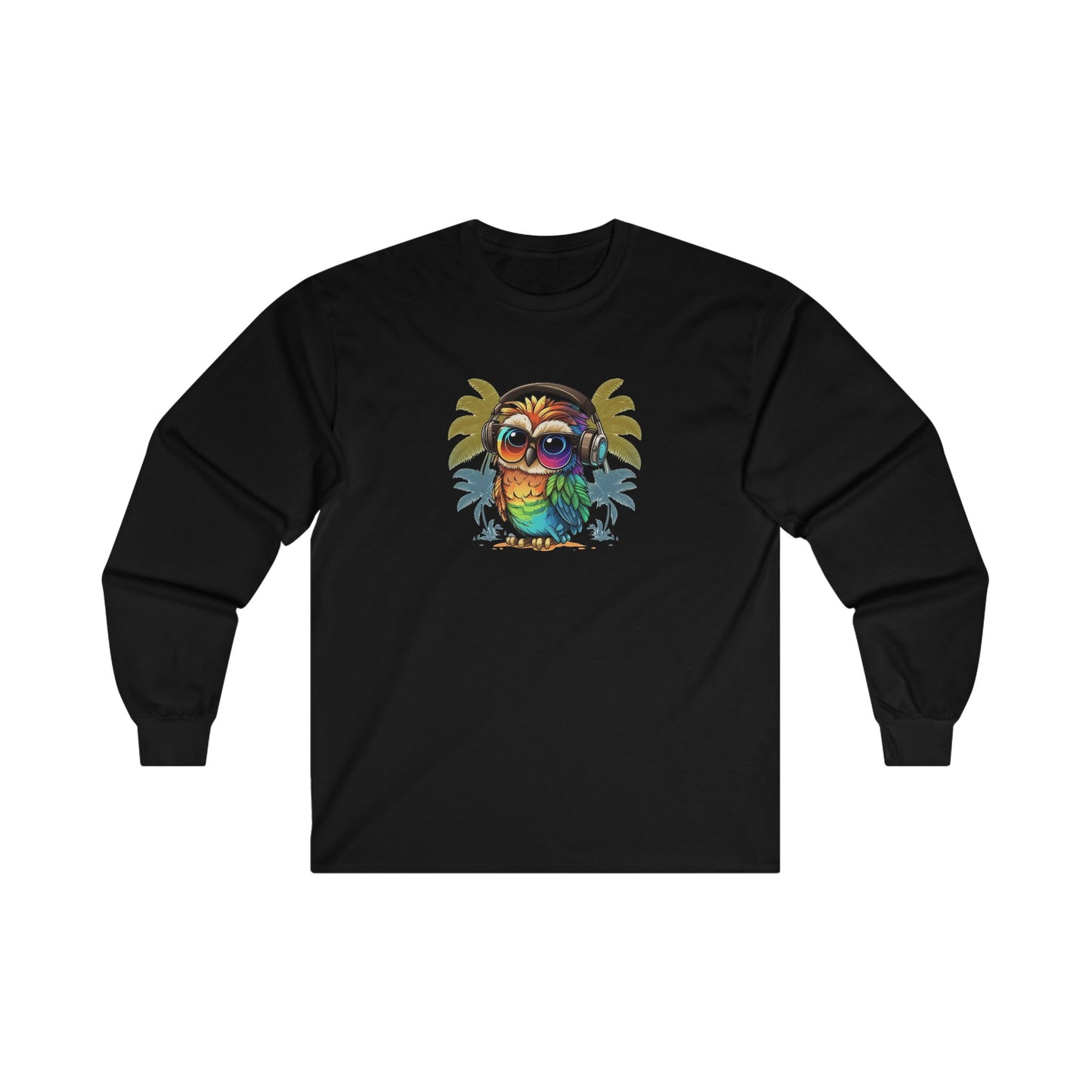 Owl with Headphones Long Sleeve Tee