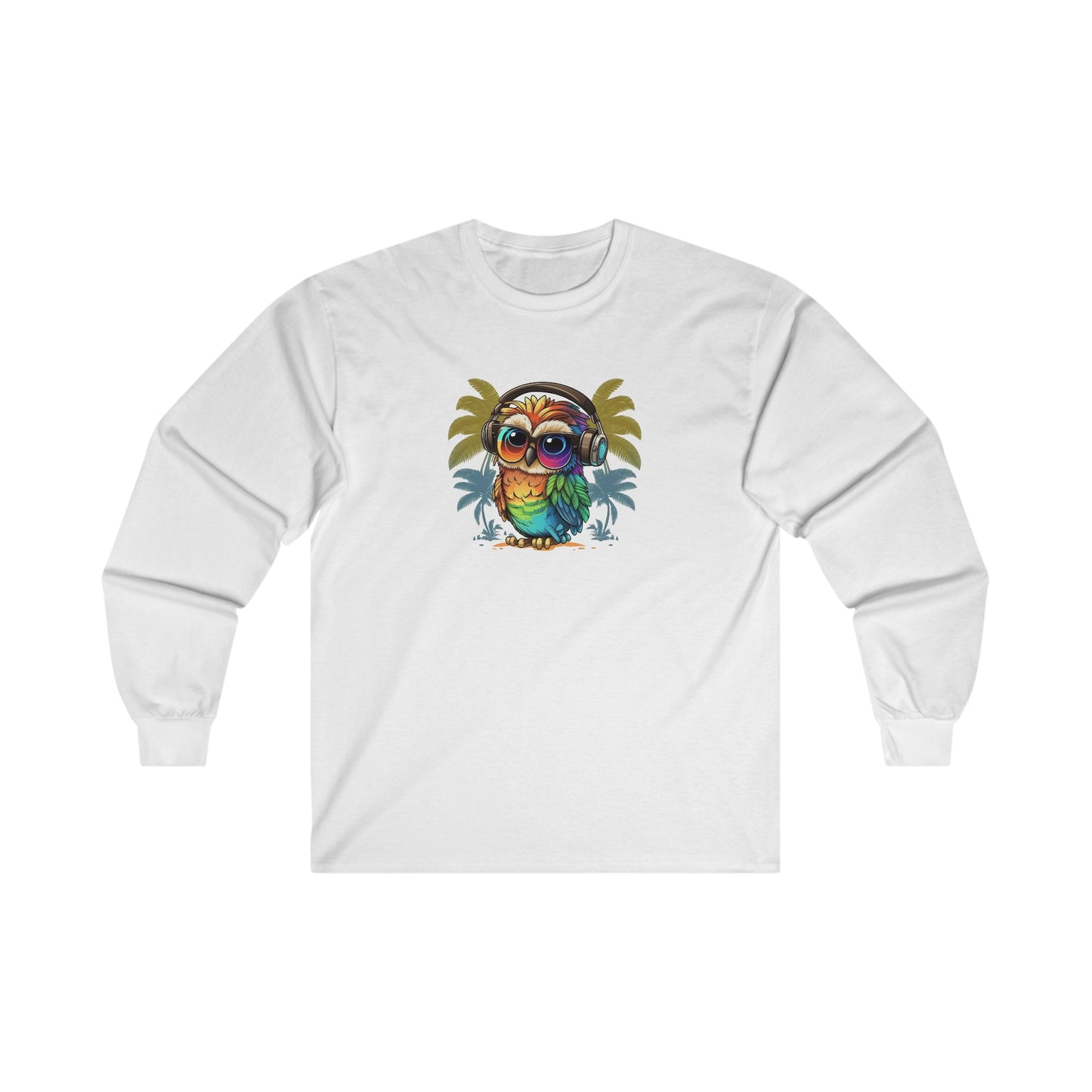 Owl with Headphones Long Sleeve Tee