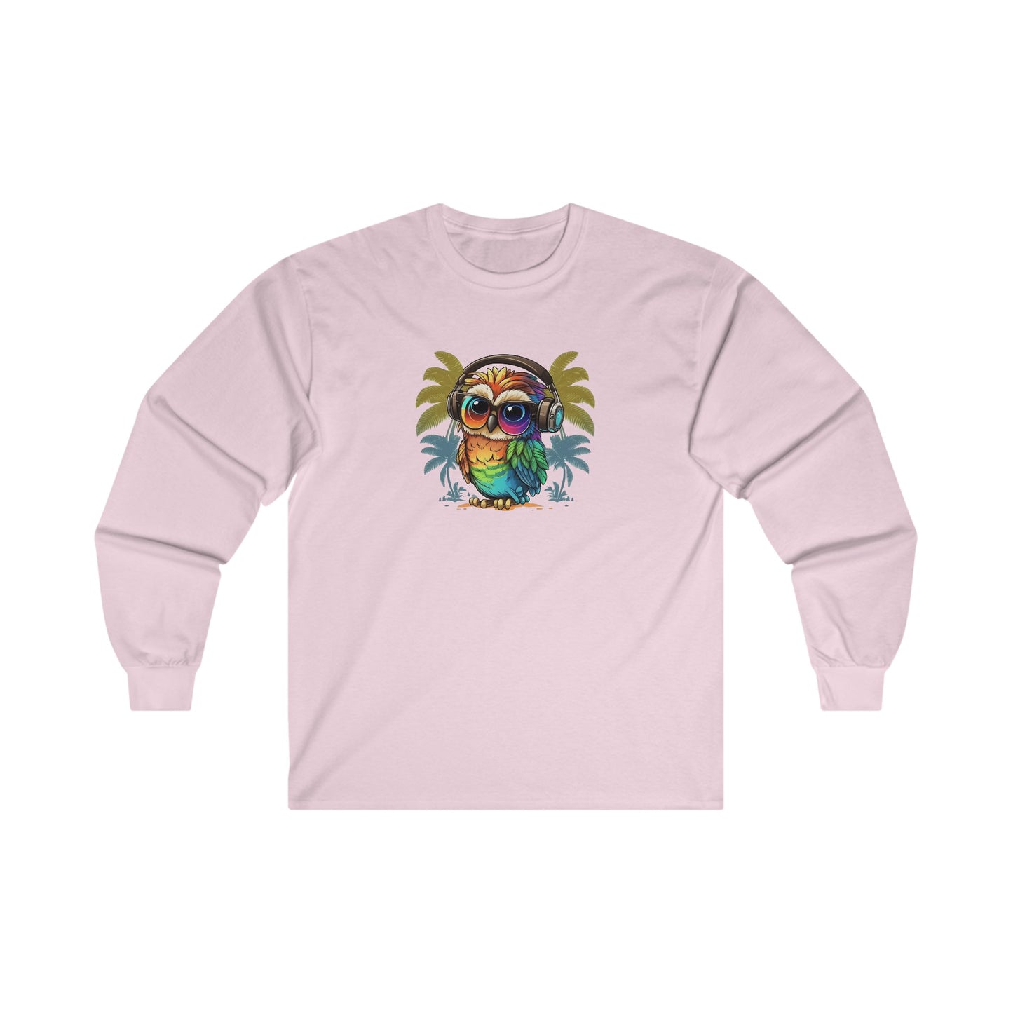 Owl with Headphones Long Sleeve Tee