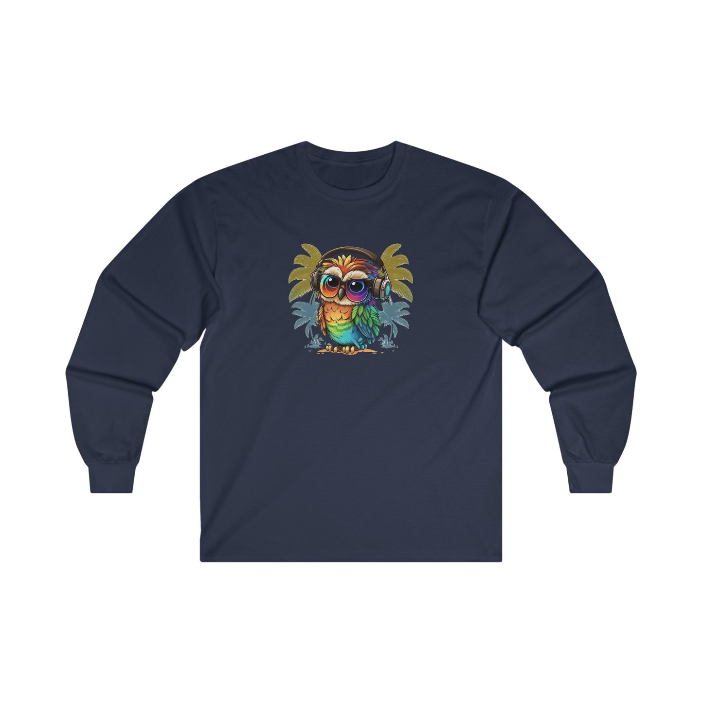 Owl with Headphones Long Sleeve Tee