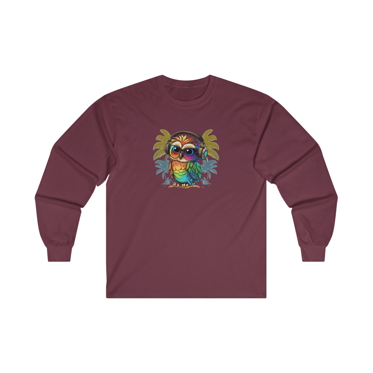 Owl with Headphones Long Sleeve Tee