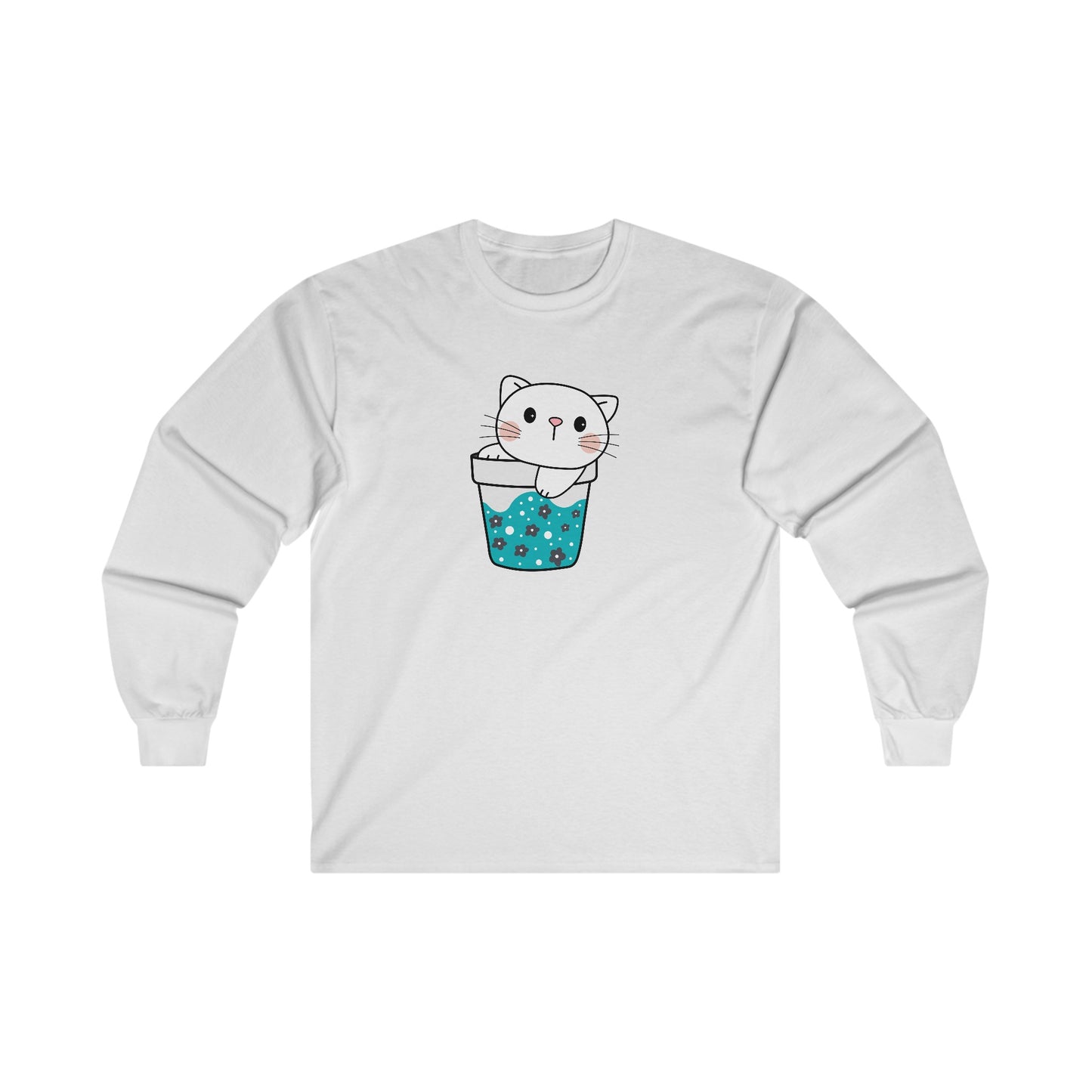 Cute Cat Cup Long Sleeve Tee