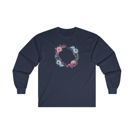 Watercolor Flowers Circle Long Sleeve Tee