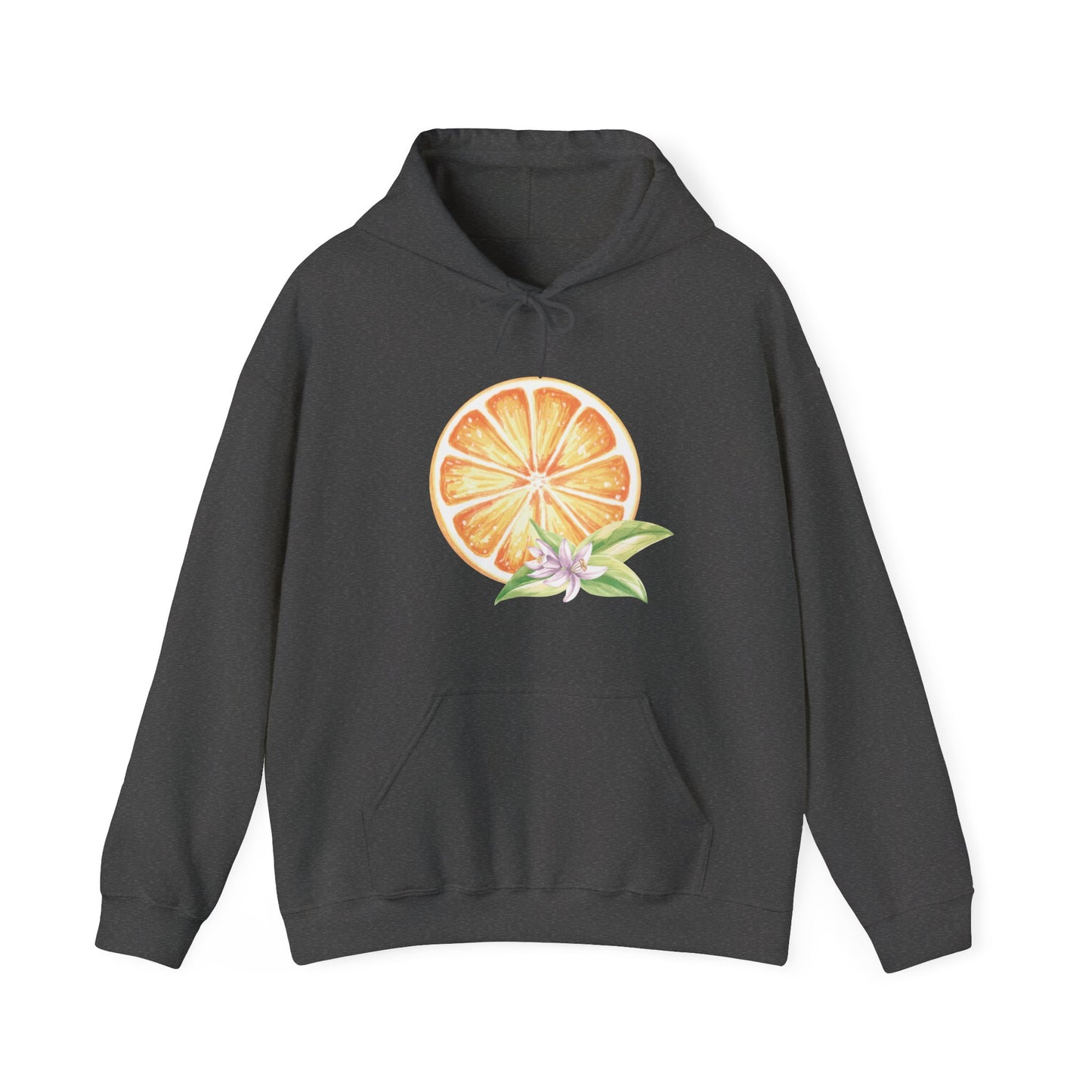 Orange and Flower Hooded Sweatshirt