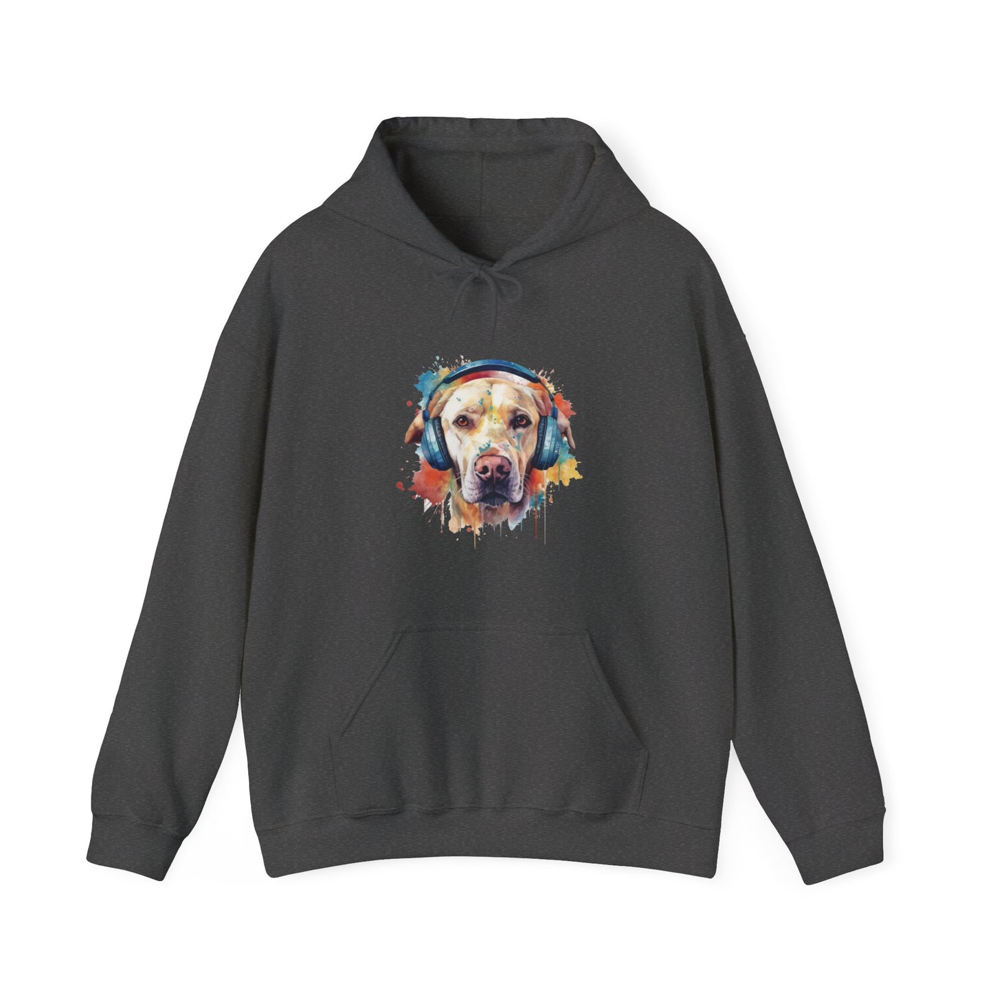 Labrador Retriever with Headphones Hooded Sweatshirt