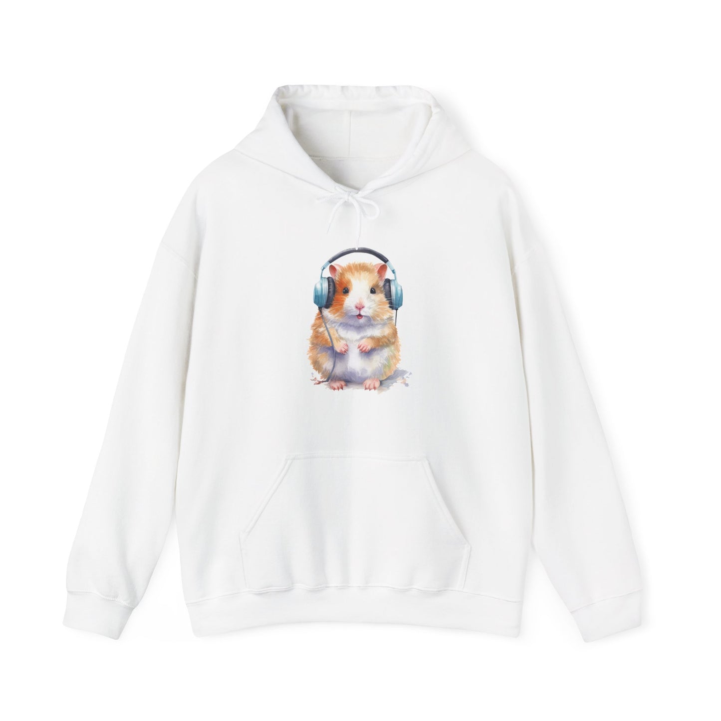 Hamster with Headphones Hooded Sweatshirt