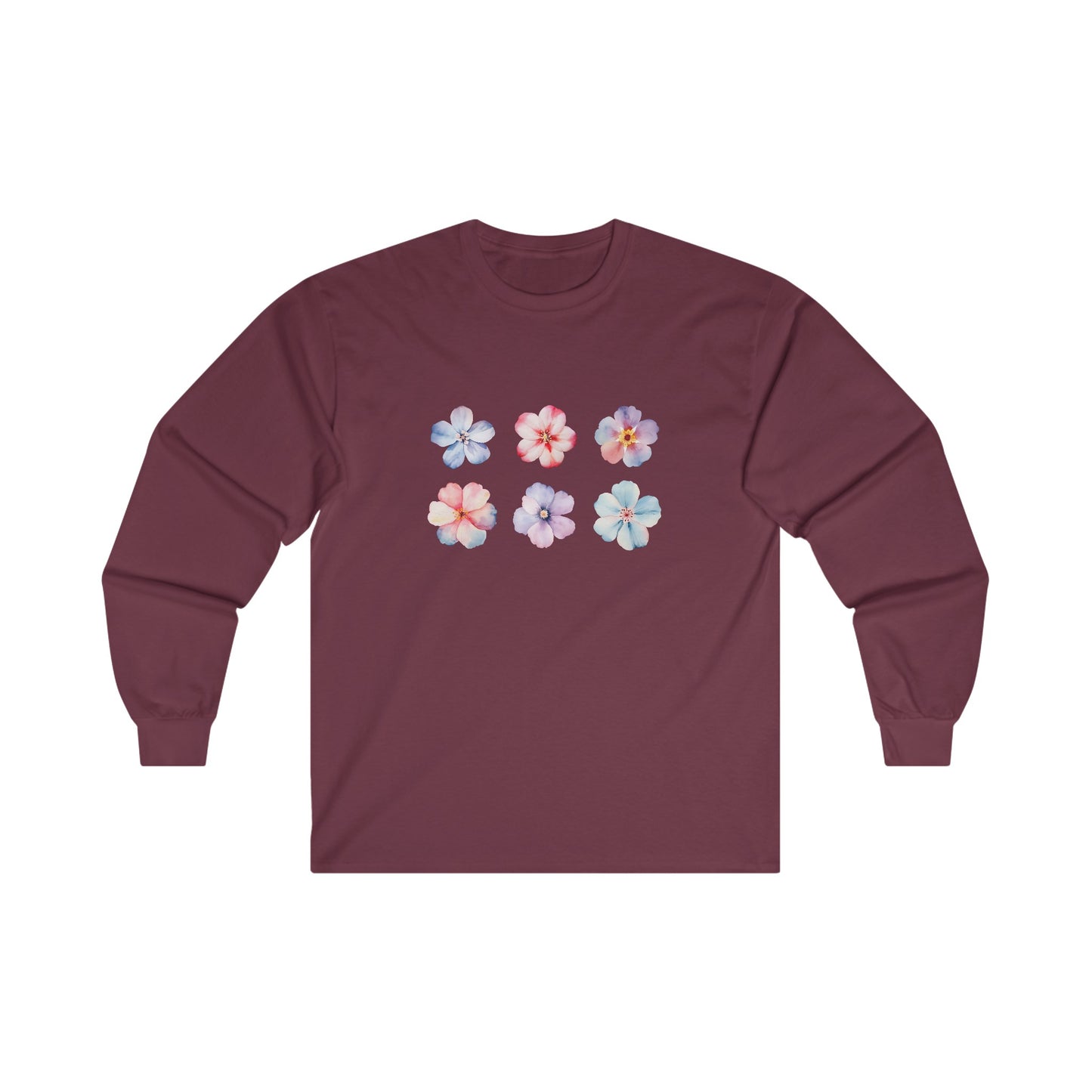 Watercolor Flowers Set Long Sleeve Tee