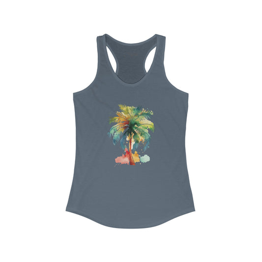 Watercolor Palm Tree Racerback Tank