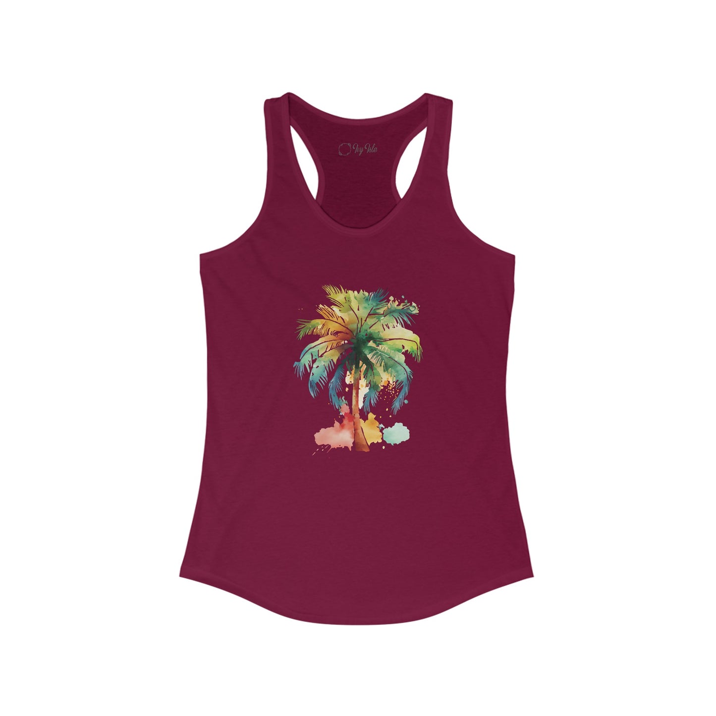 Watercolor Palm Tree Racerback Tank