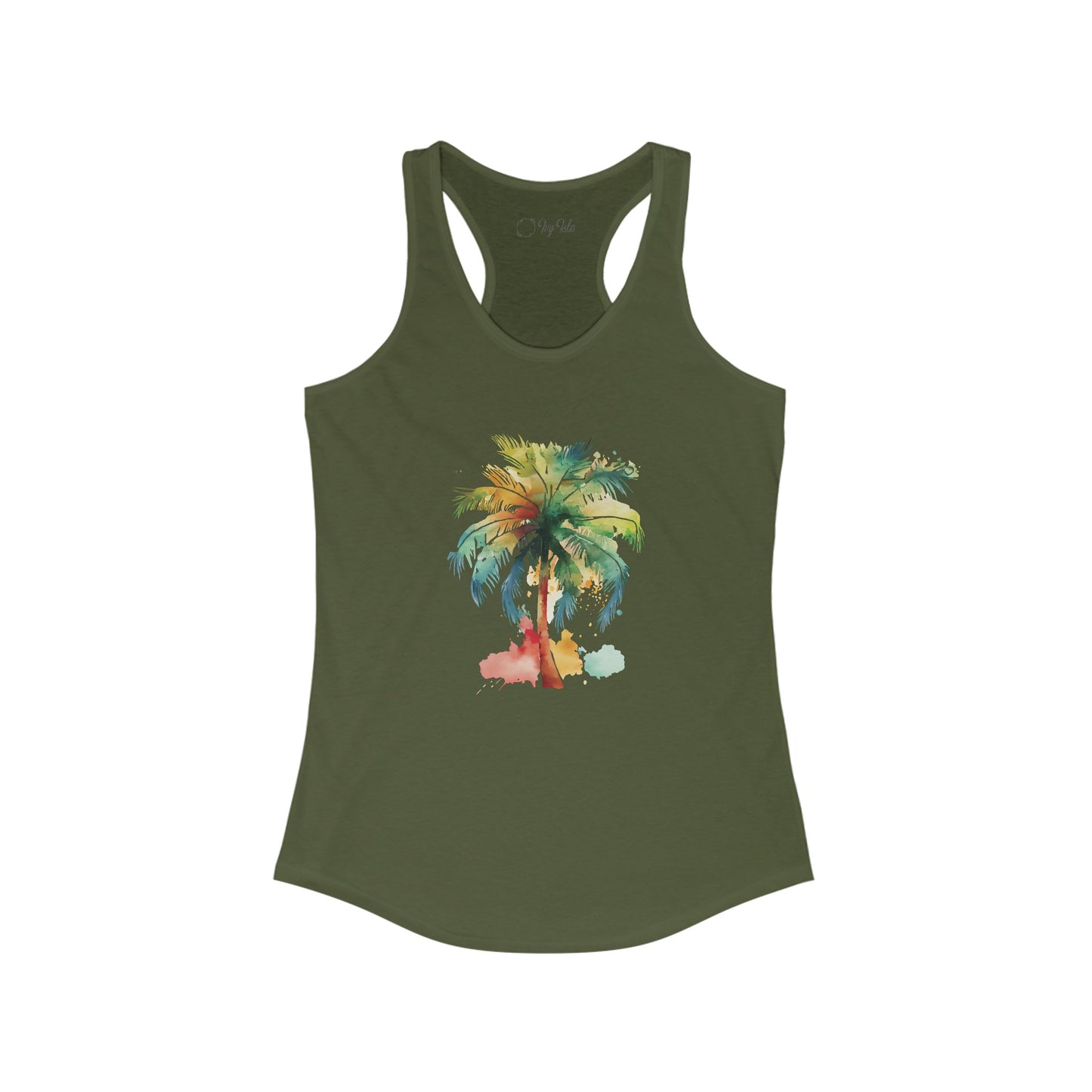 Watercolor Palm Tree Racerback Tank