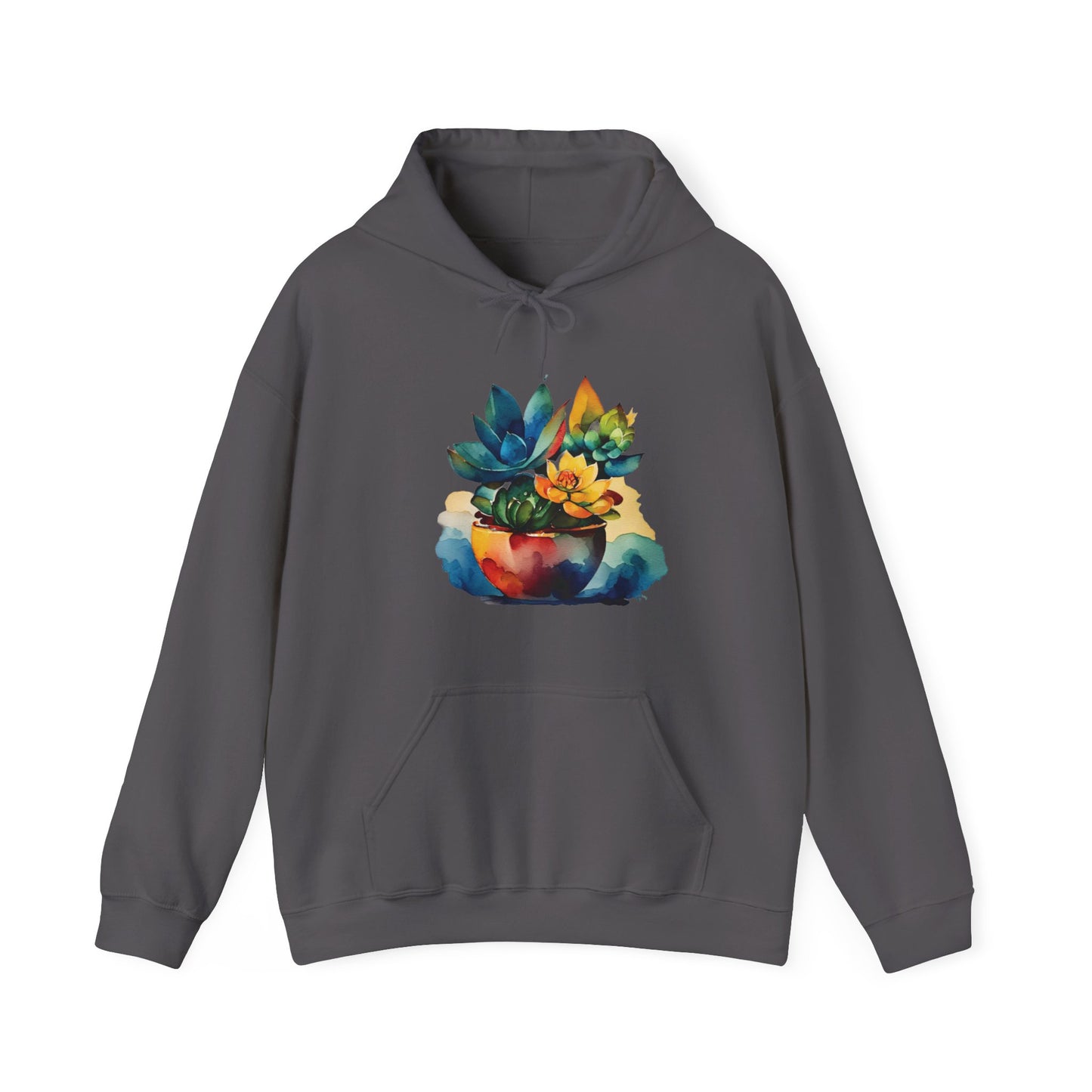 Watercolor Succulent Hooded Sweatshirt