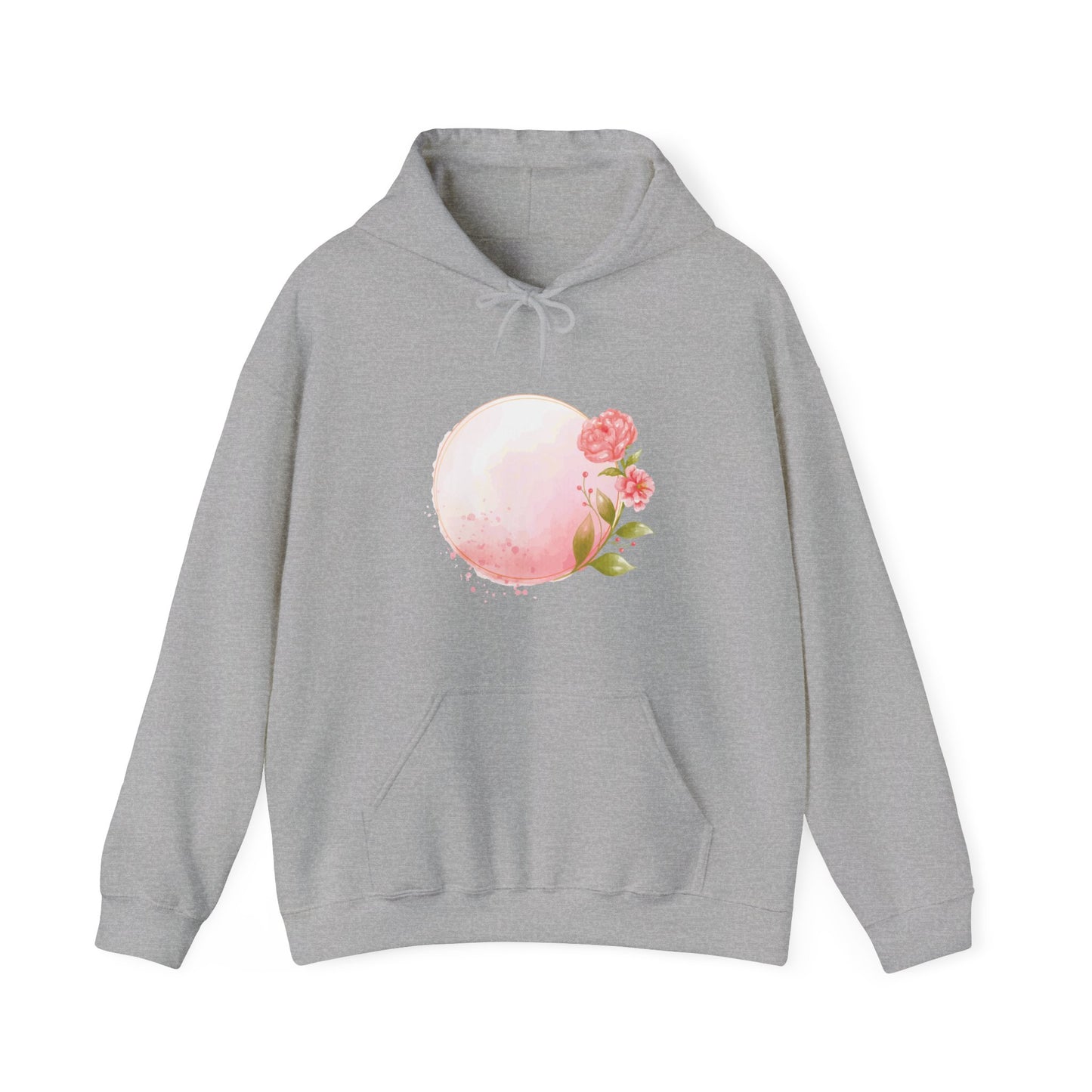 Pink Watercolor Rose Circle Hooded Sweatshirt