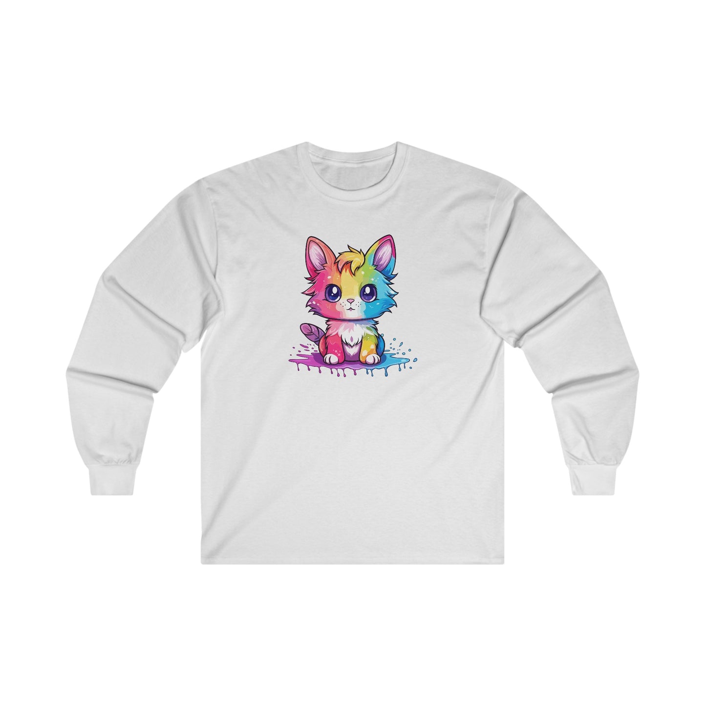 Rainbow Animated Cat Long Sleeve Tee