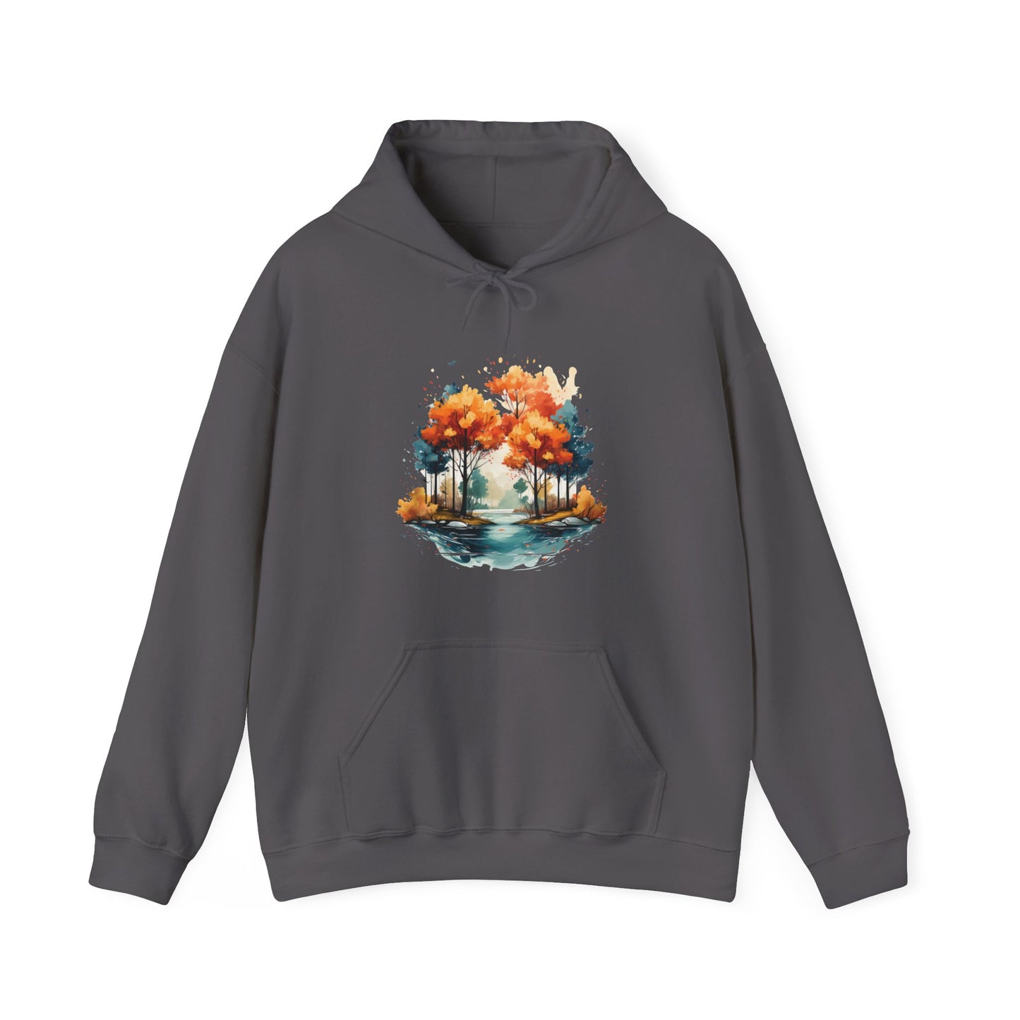 Autumn River Watercolor Hooded Sweatshirt