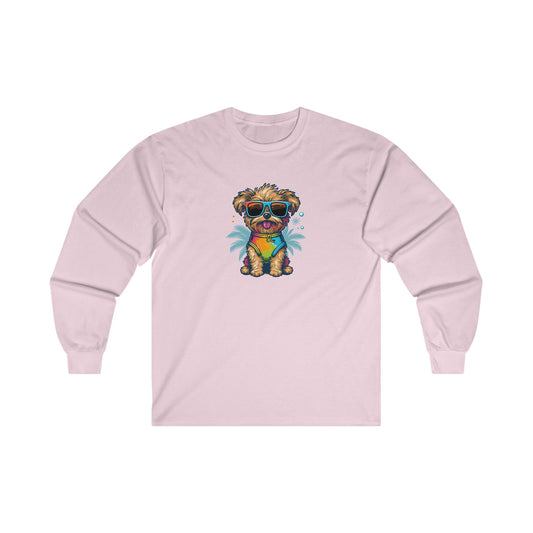 Dog with Sunglasses Long Sleeve Tee 001