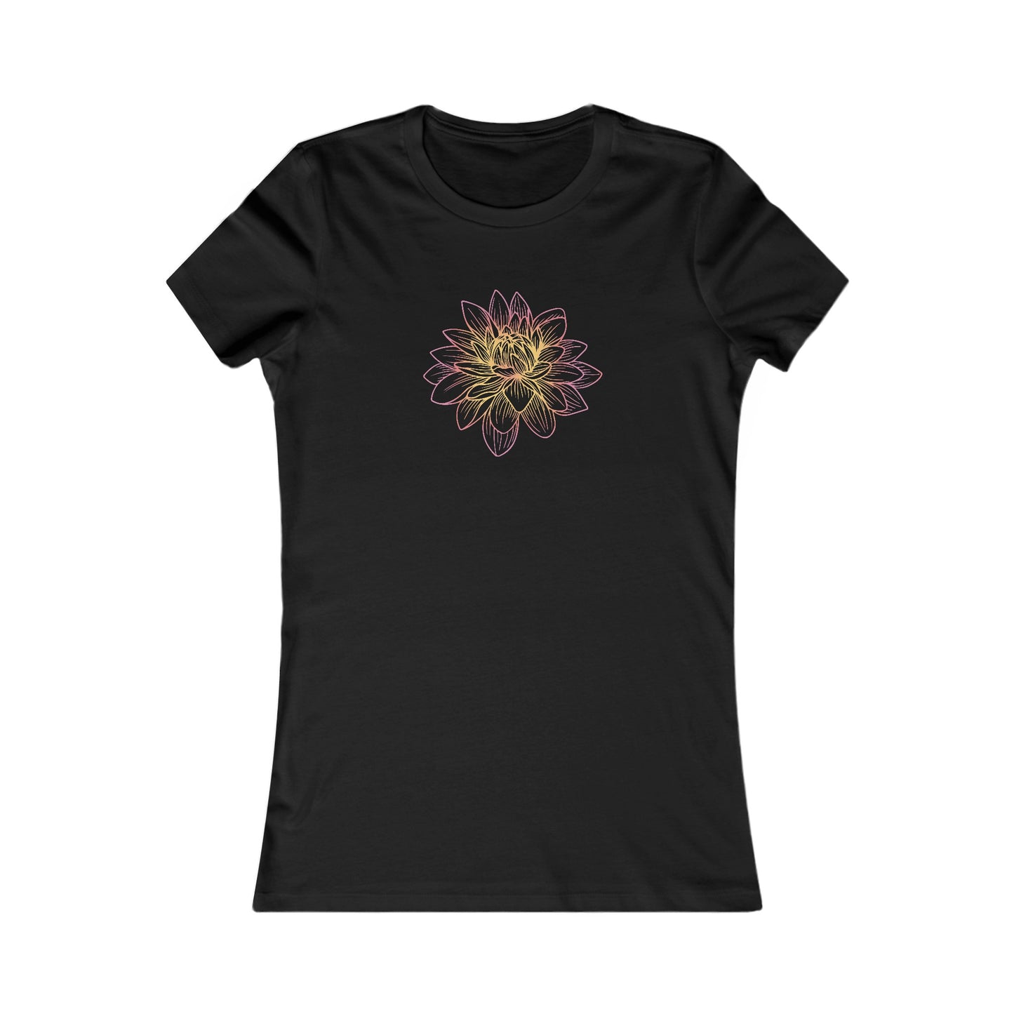 Colorful Lotus Outline Fitted Tee