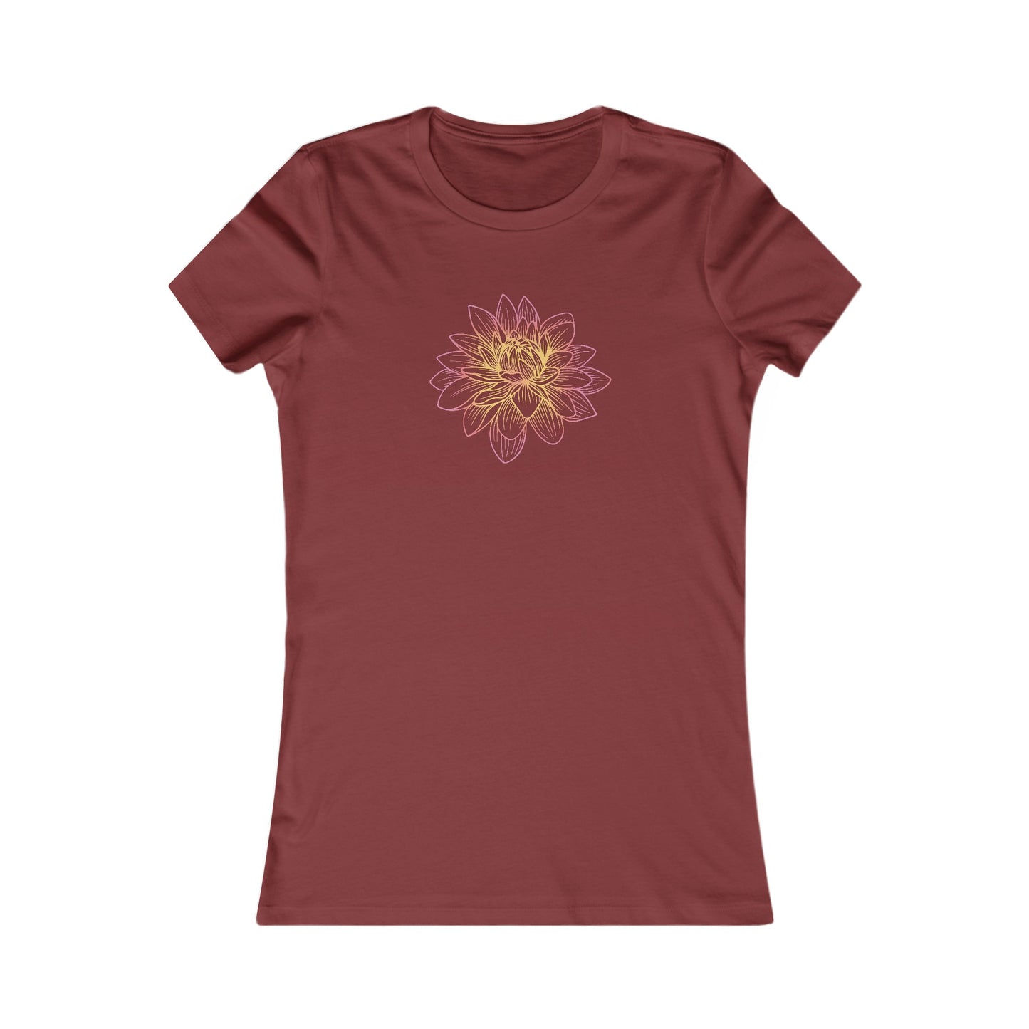 Colorful Lotus Outline Fitted Tee
