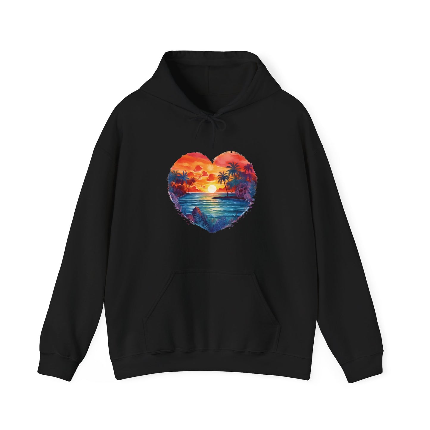 Painted Beach Sunset Heart Hooded Sweatshirt