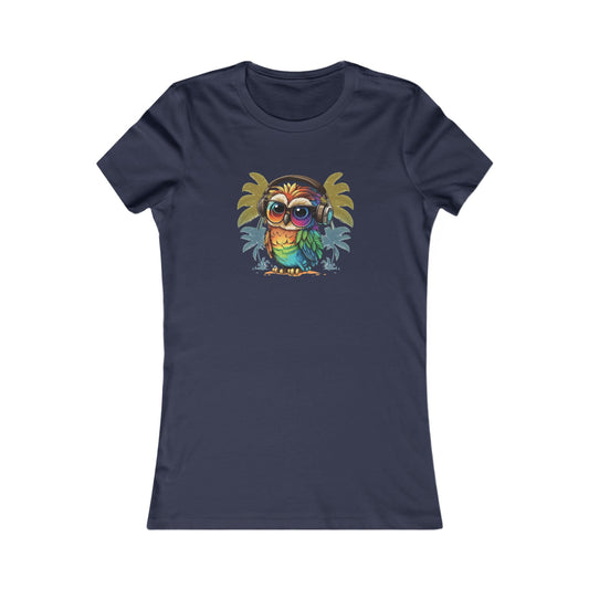 Owl with Headphones Fitted Tee
