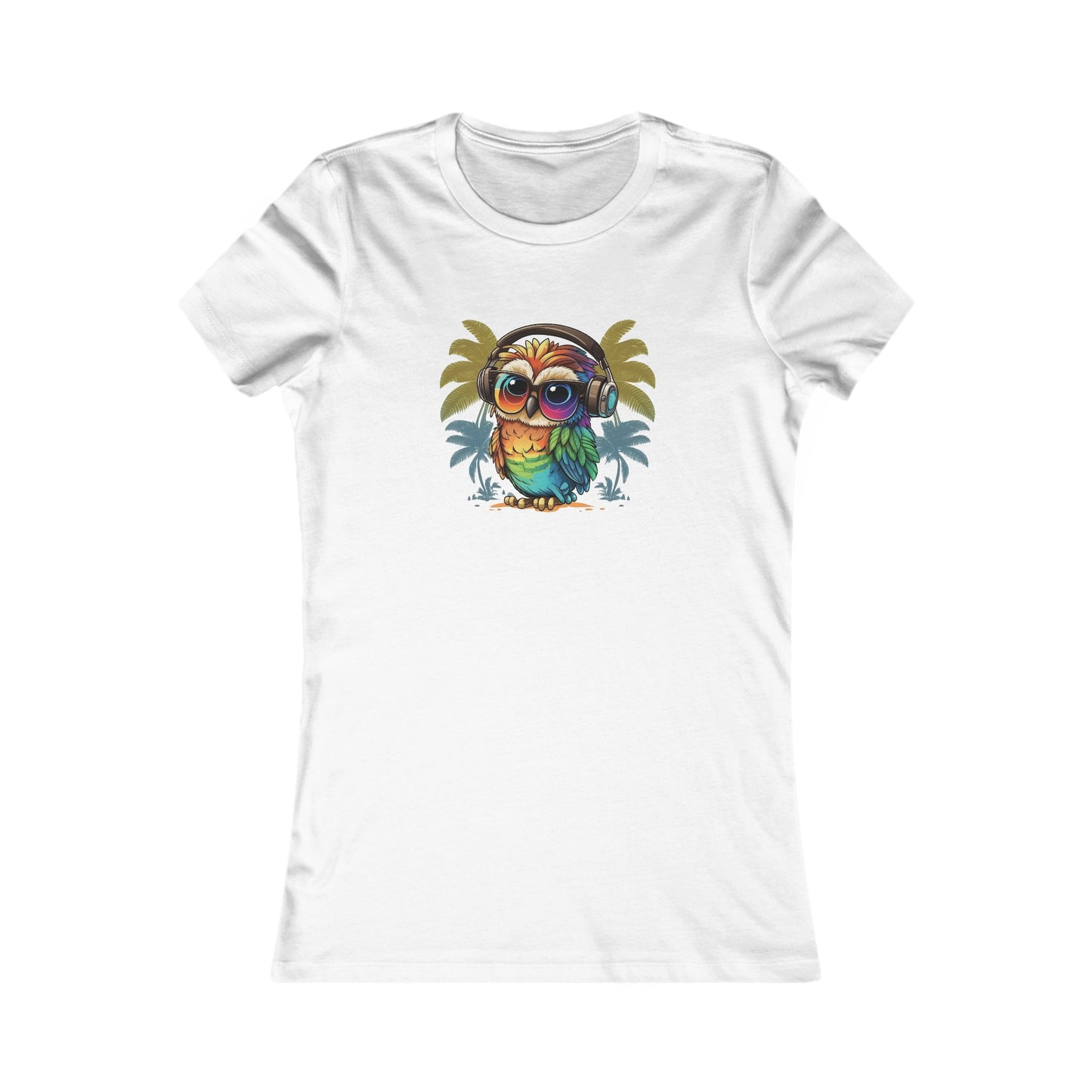 Owl with Headphones Fitted Tee