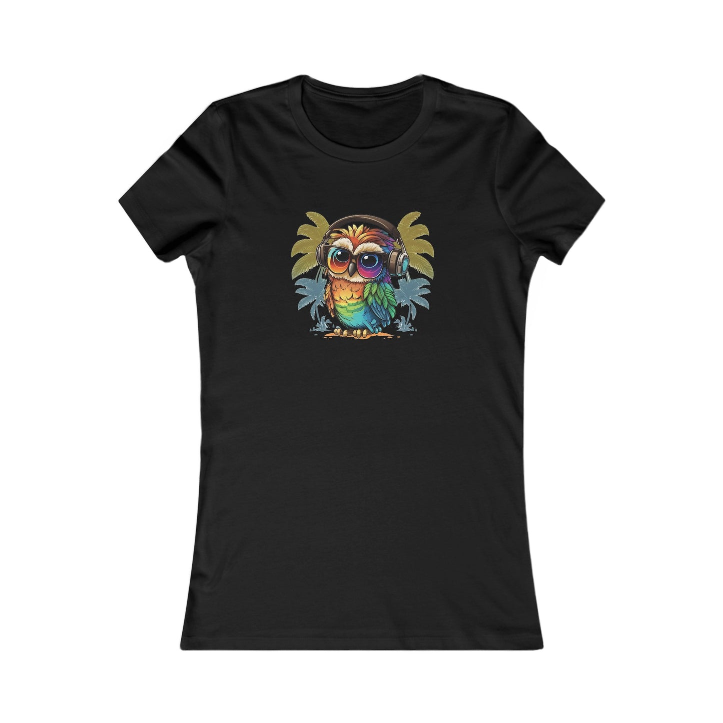 Owl with Headphones Fitted Tee