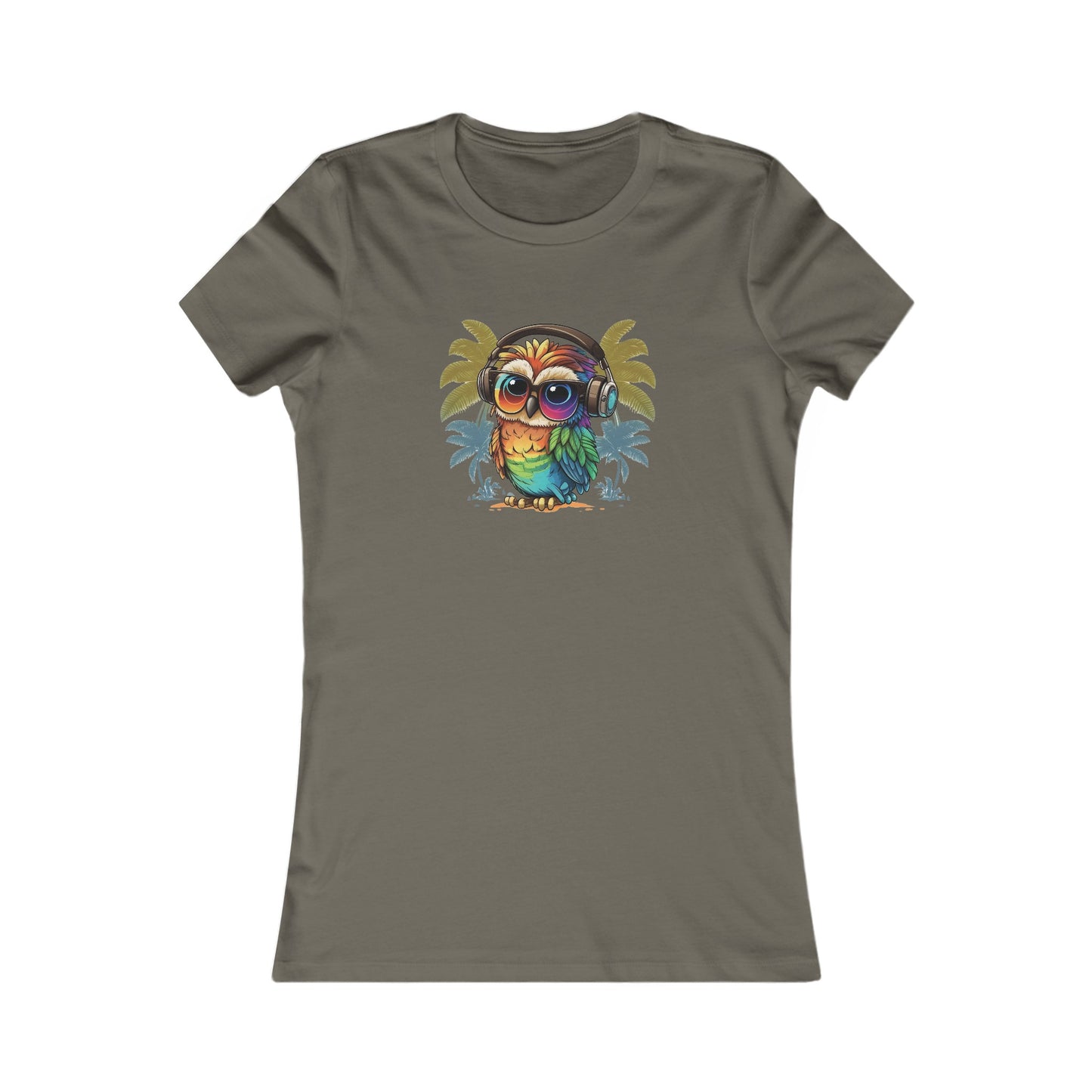 Owl with Headphones Fitted Tee