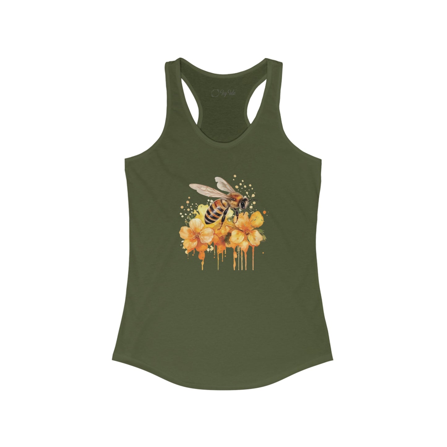 Watercolor Bee and Flowers Racerback Tank