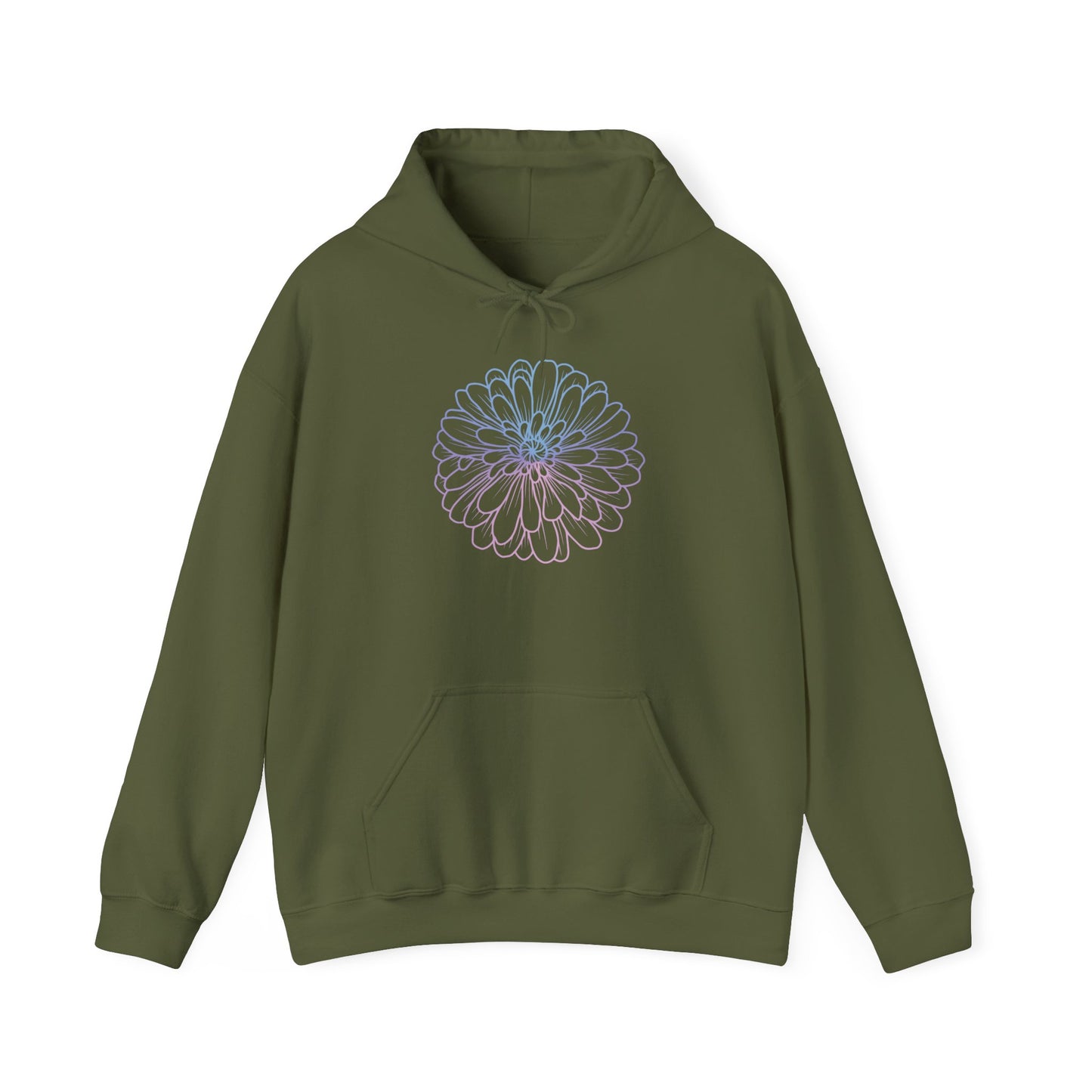 Colorful Flower Outline Hooded Sweatshirt