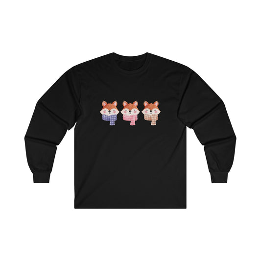 Cute Foxes in Scarves Long Sleeve Tee