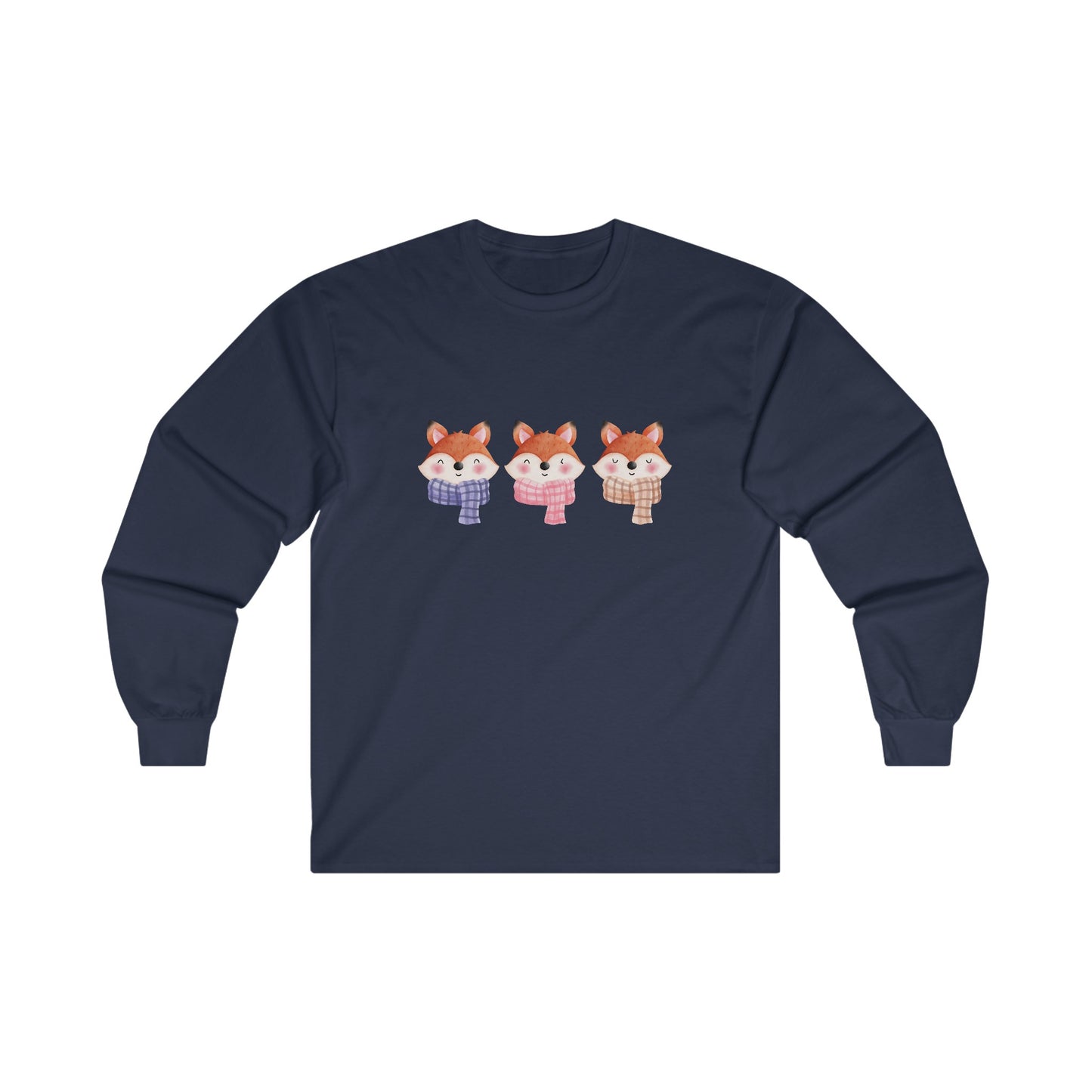 Cute Foxes in Scarves Long Sleeve Tee
