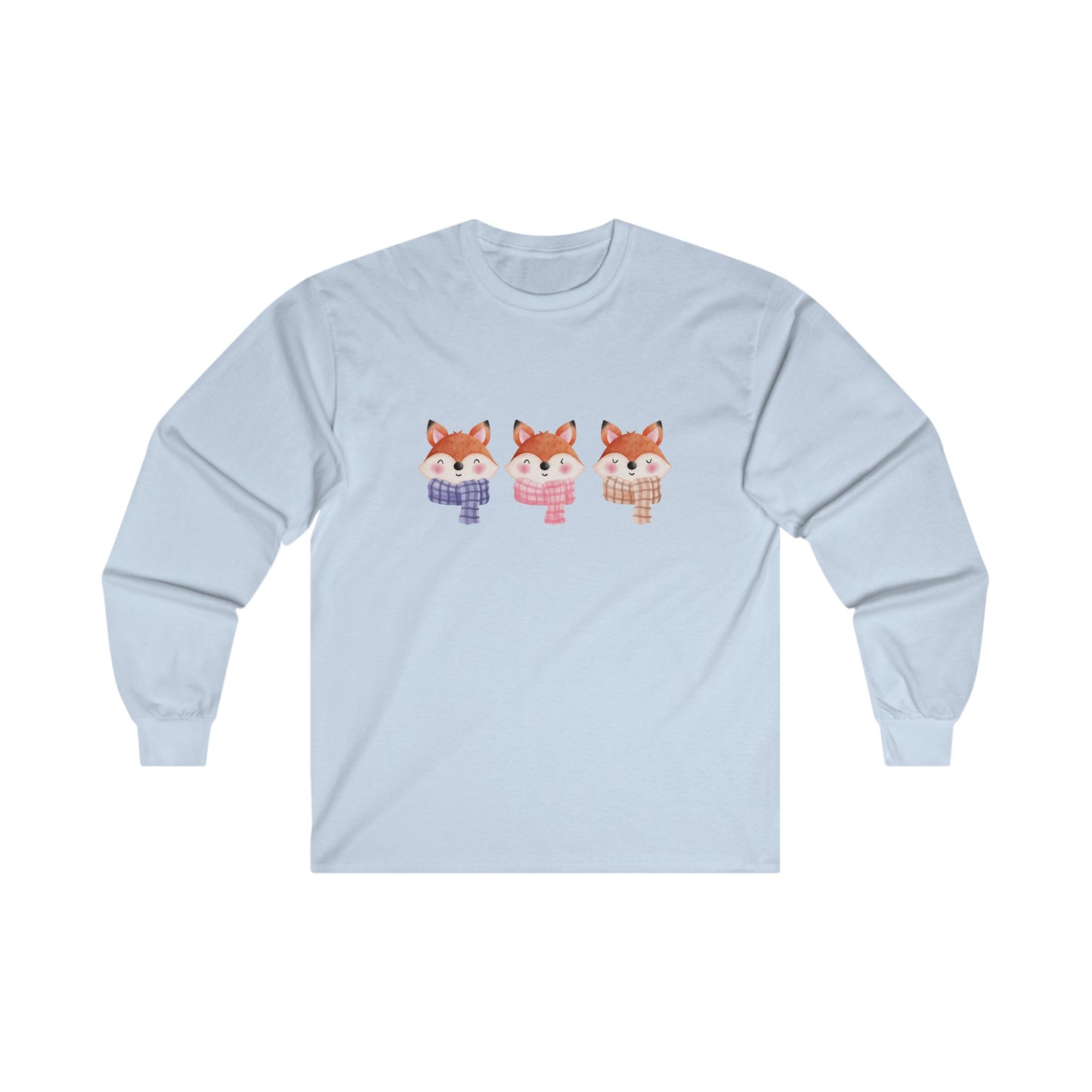 Cute Foxes in Scarves Long Sleeve Tee