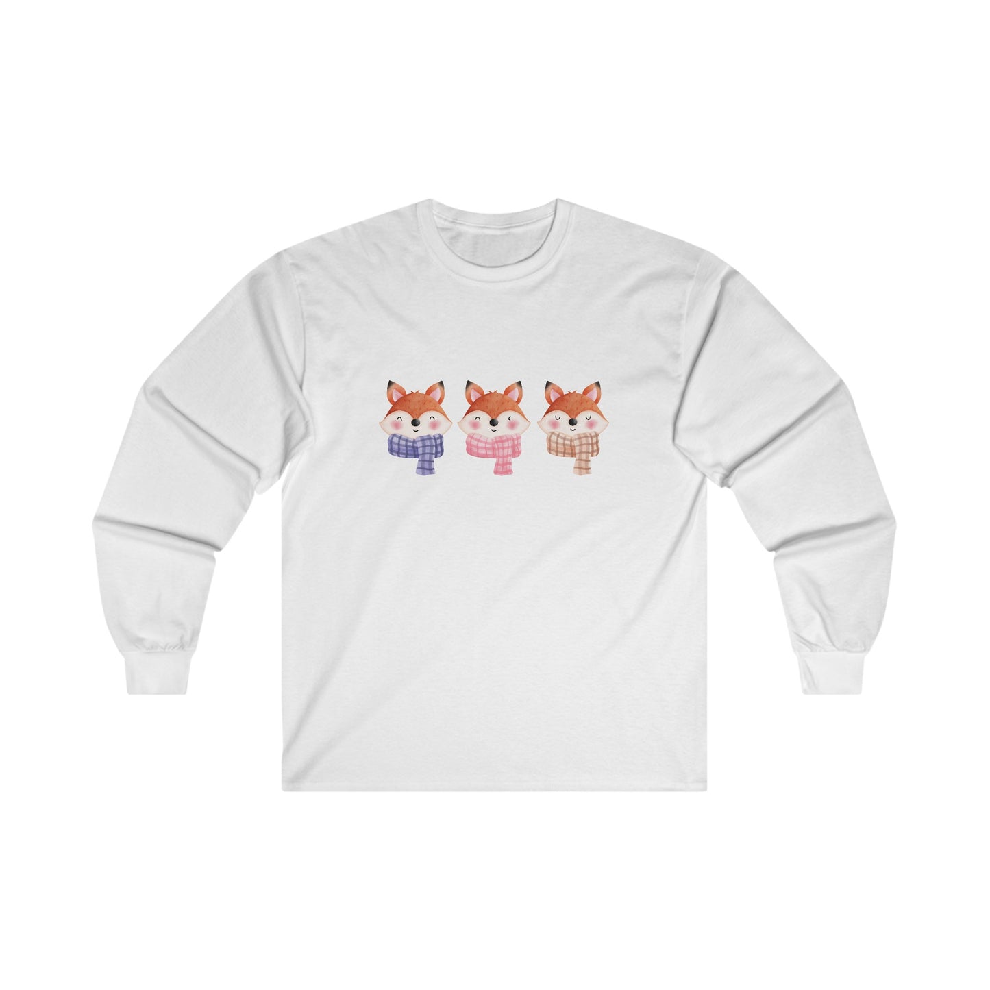 Cute Foxes in Scarves Long Sleeve Tee