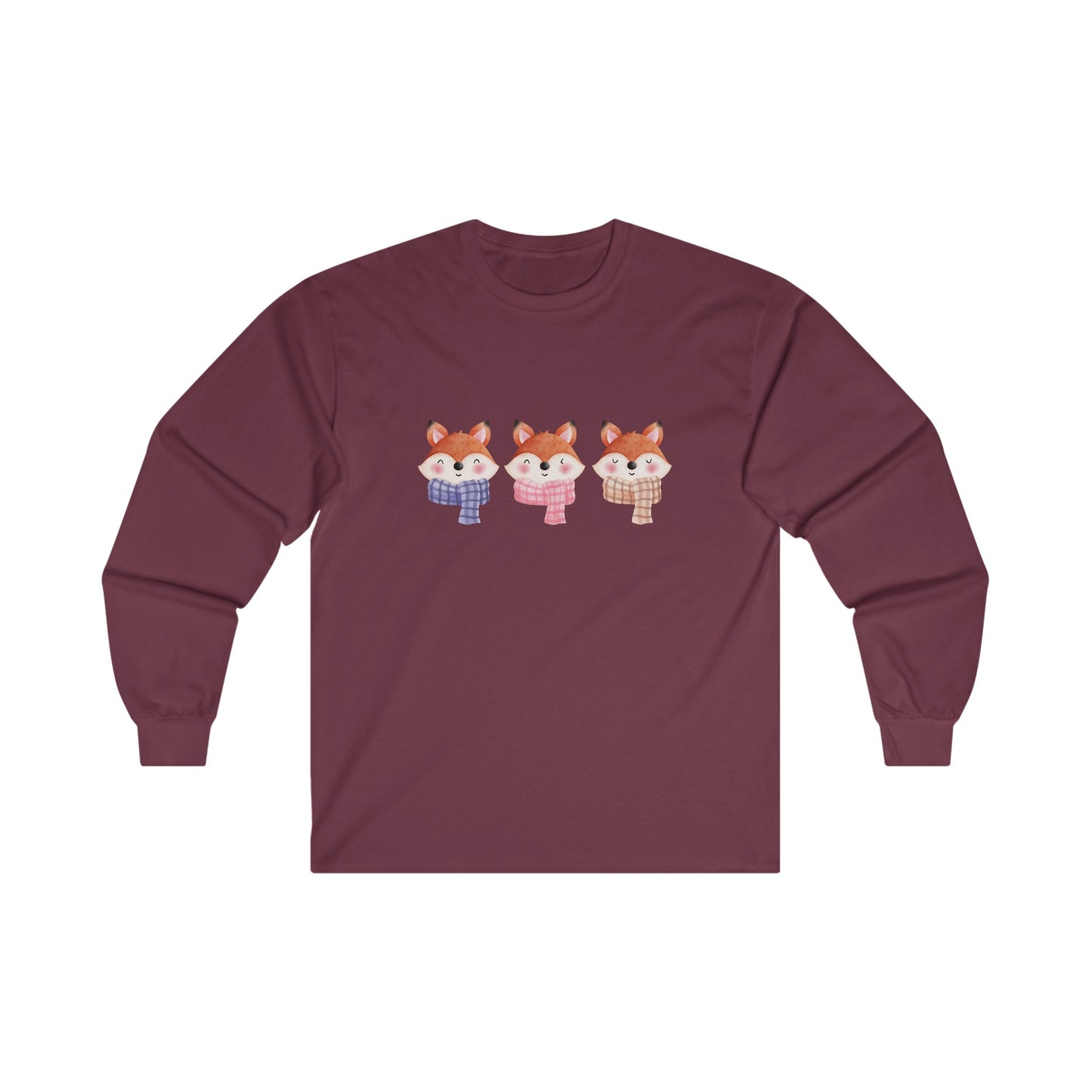 Cute Foxes in Scarves Long Sleeve Tee