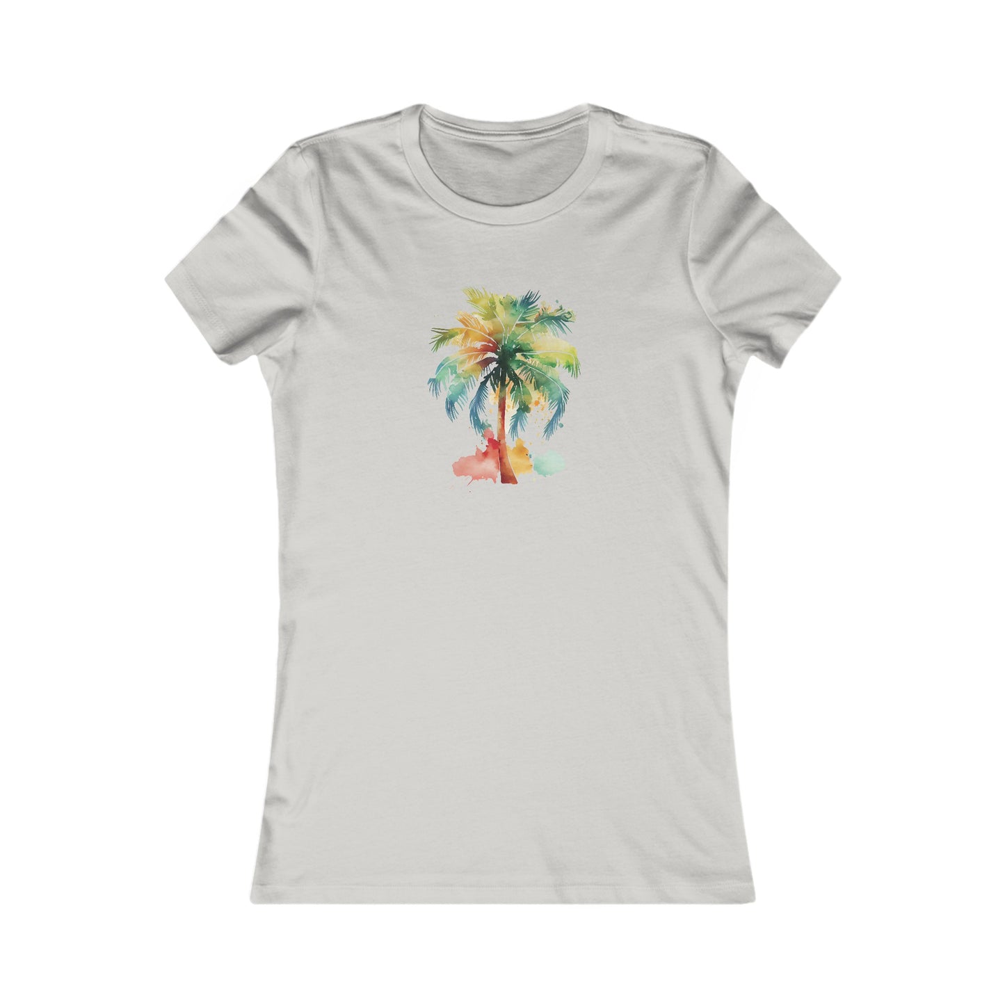 Watercolor Palm Tree Fitted Tee