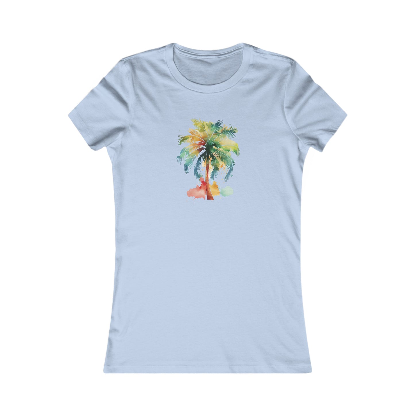 Watercolor Palm Tree Fitted Tee