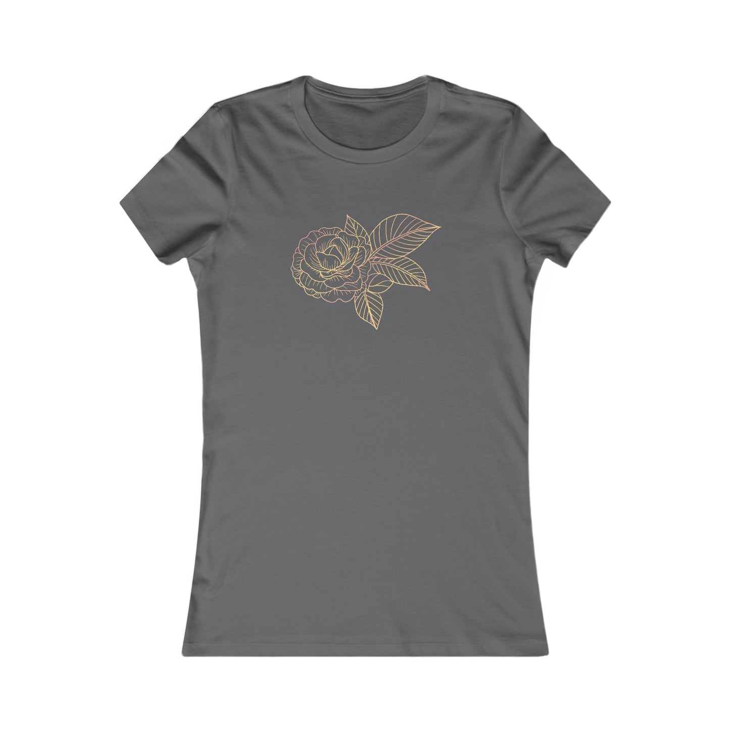 Colorful Rose with Leaves Fitted Tee