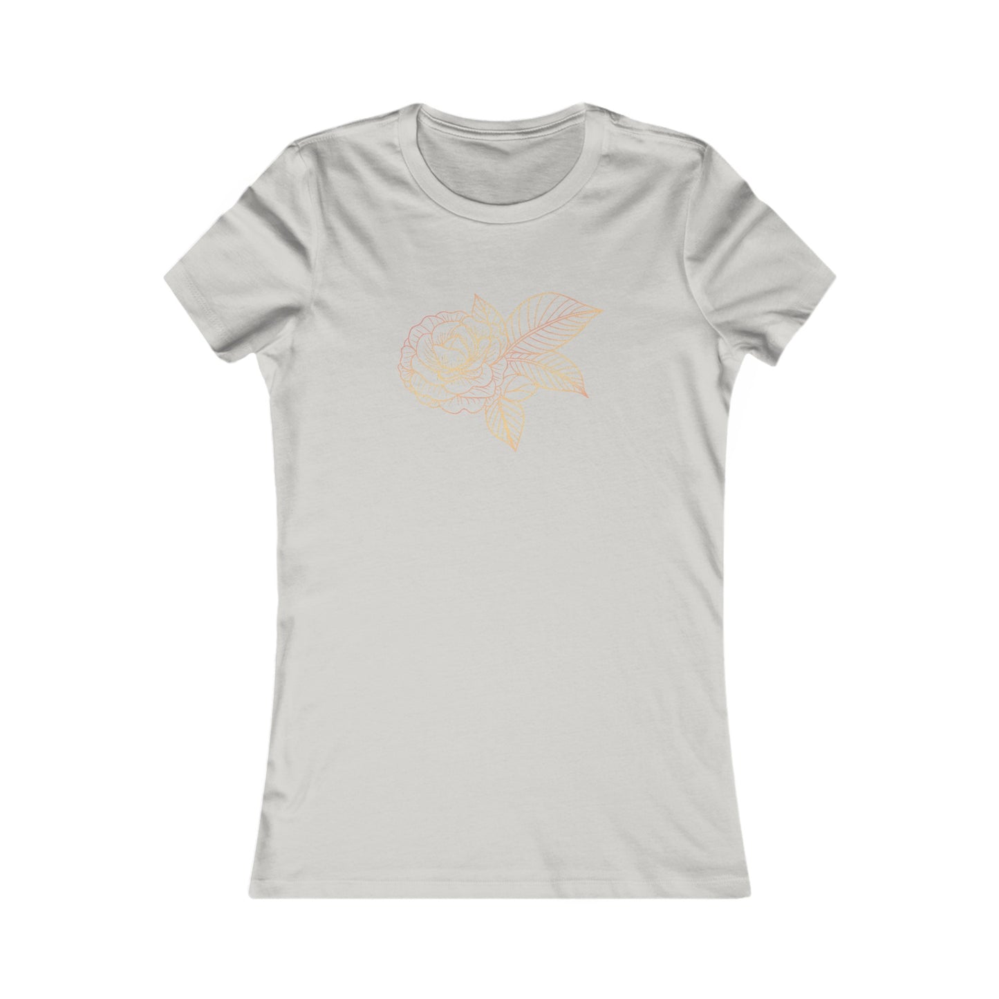 Colorful Rose with Leaves Fitted Tee