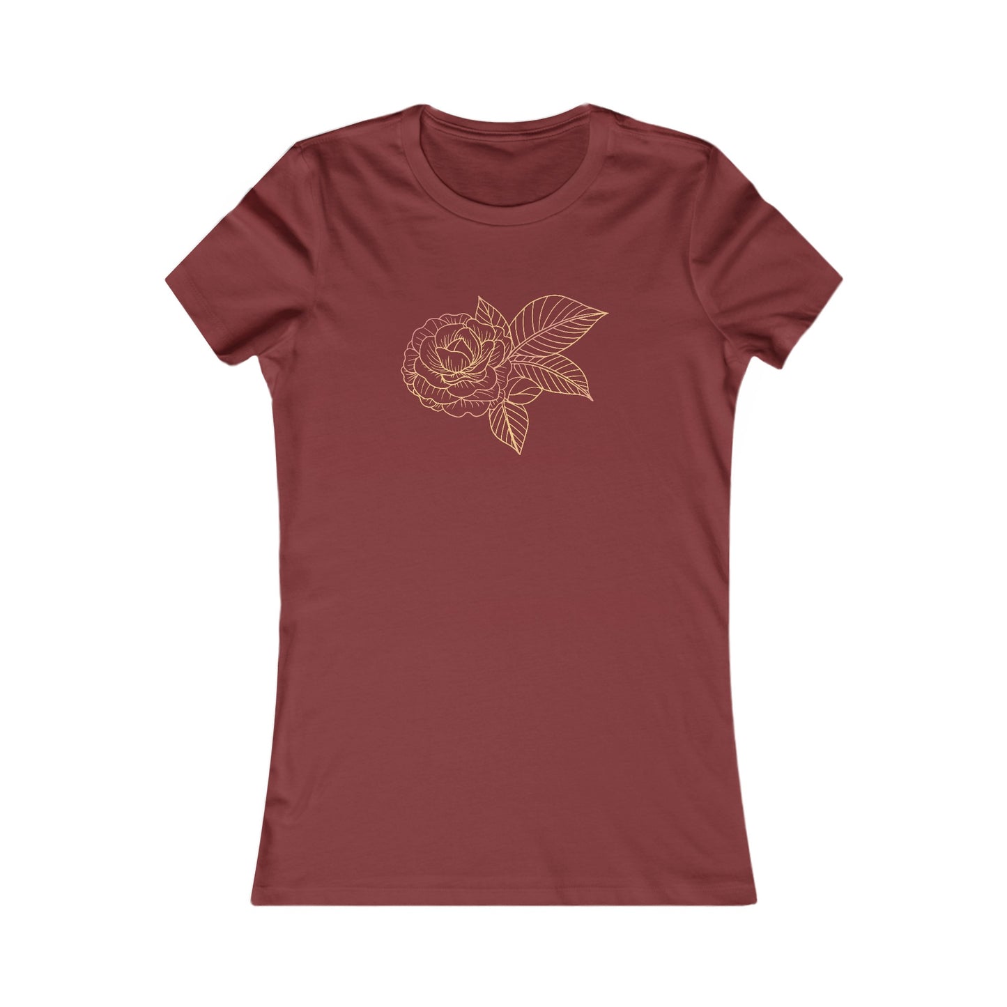 Colorful Rose with Leaves Fitted Tee