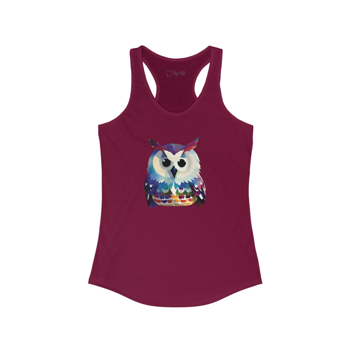 Watercolor Owl Racerback Tank