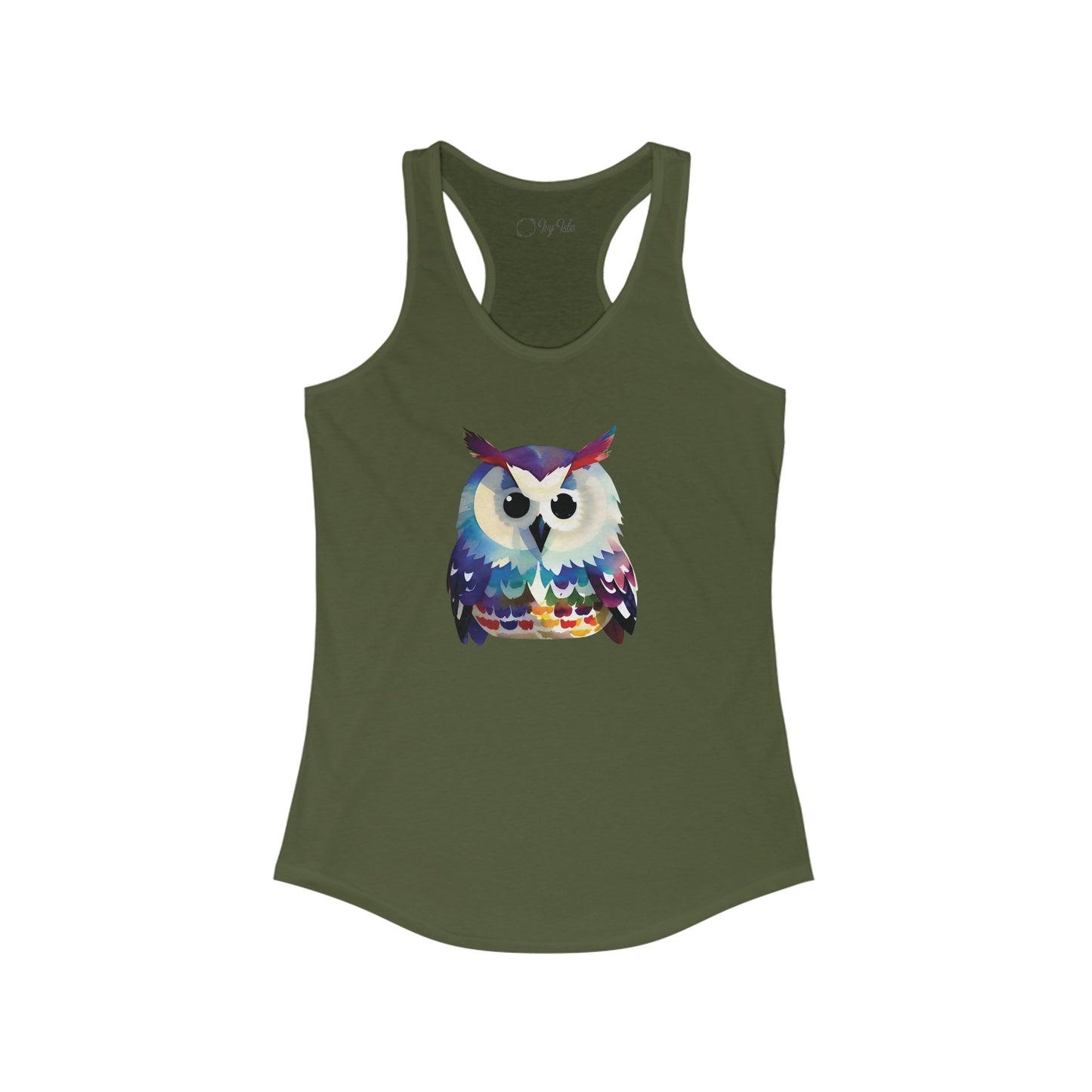 Watercolor Owl Racerback Tank