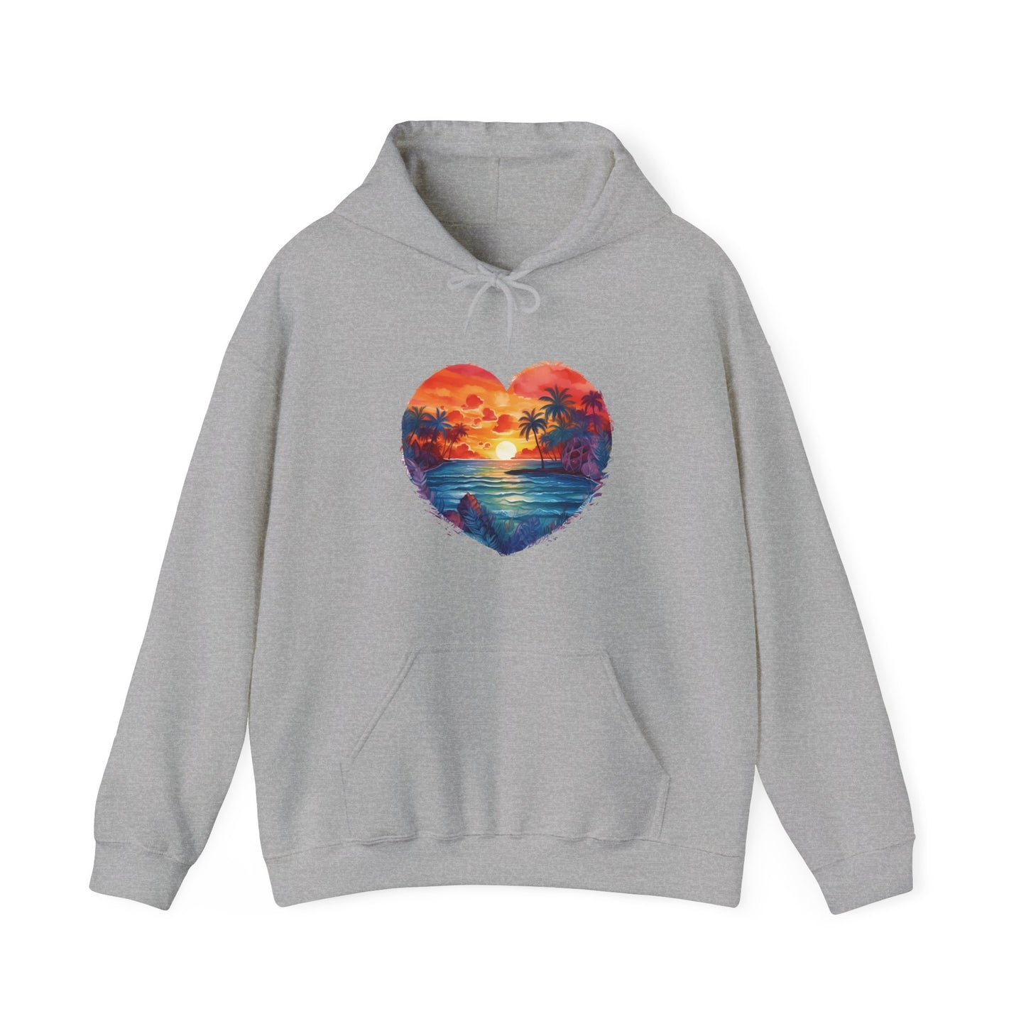 Painted Beach Sunset Heart Hooded Sweatshirt